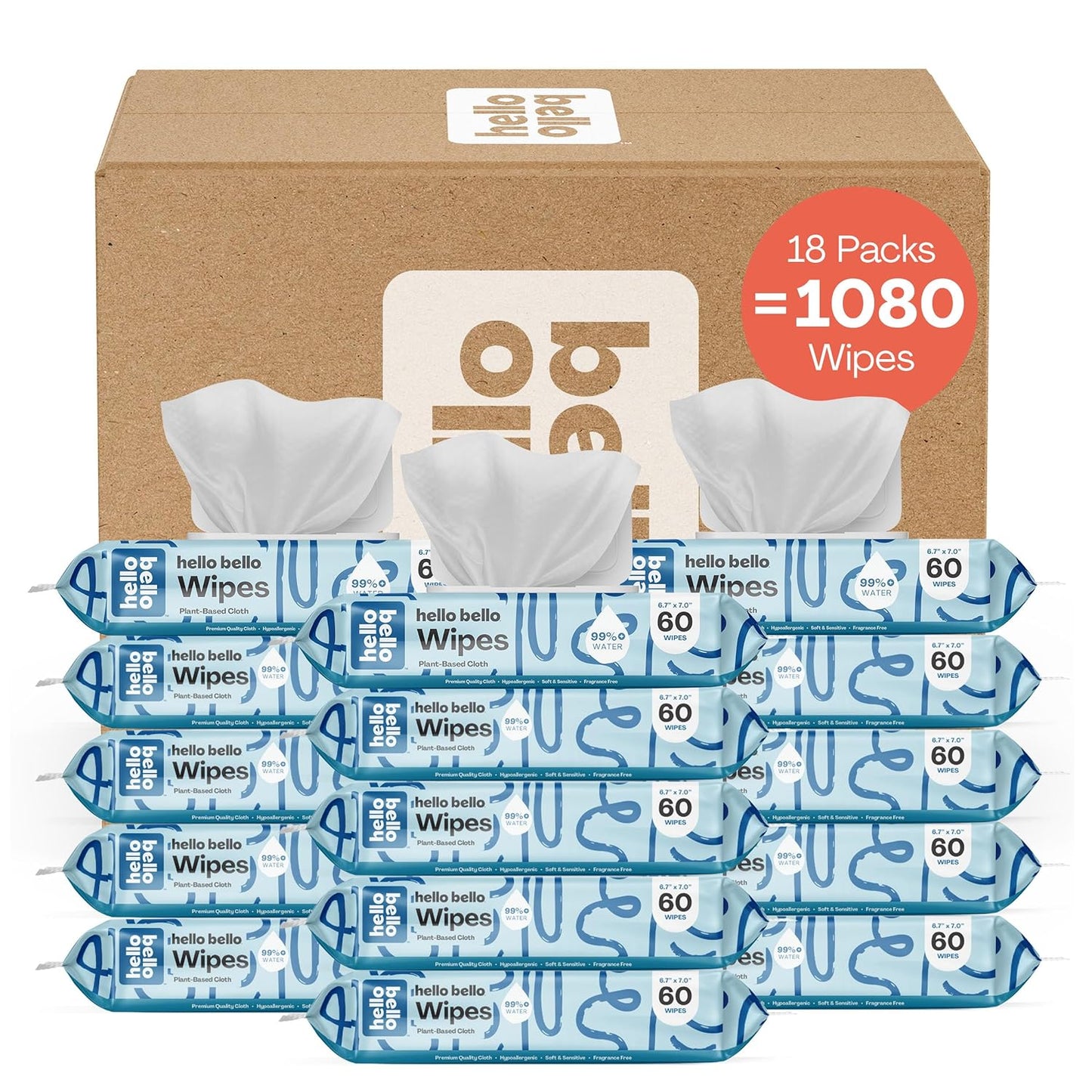 Hello Bello 99% Water & Aloe Baby Wipes - 1080 ct