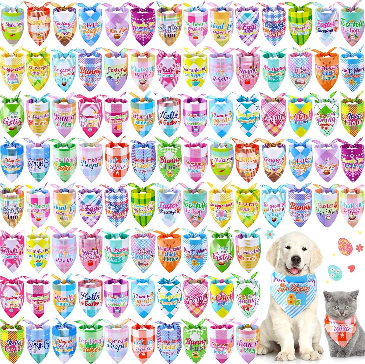 Easter Plaid Dog Bandanas Bulk - 100 Pcs for Pets' Festivities