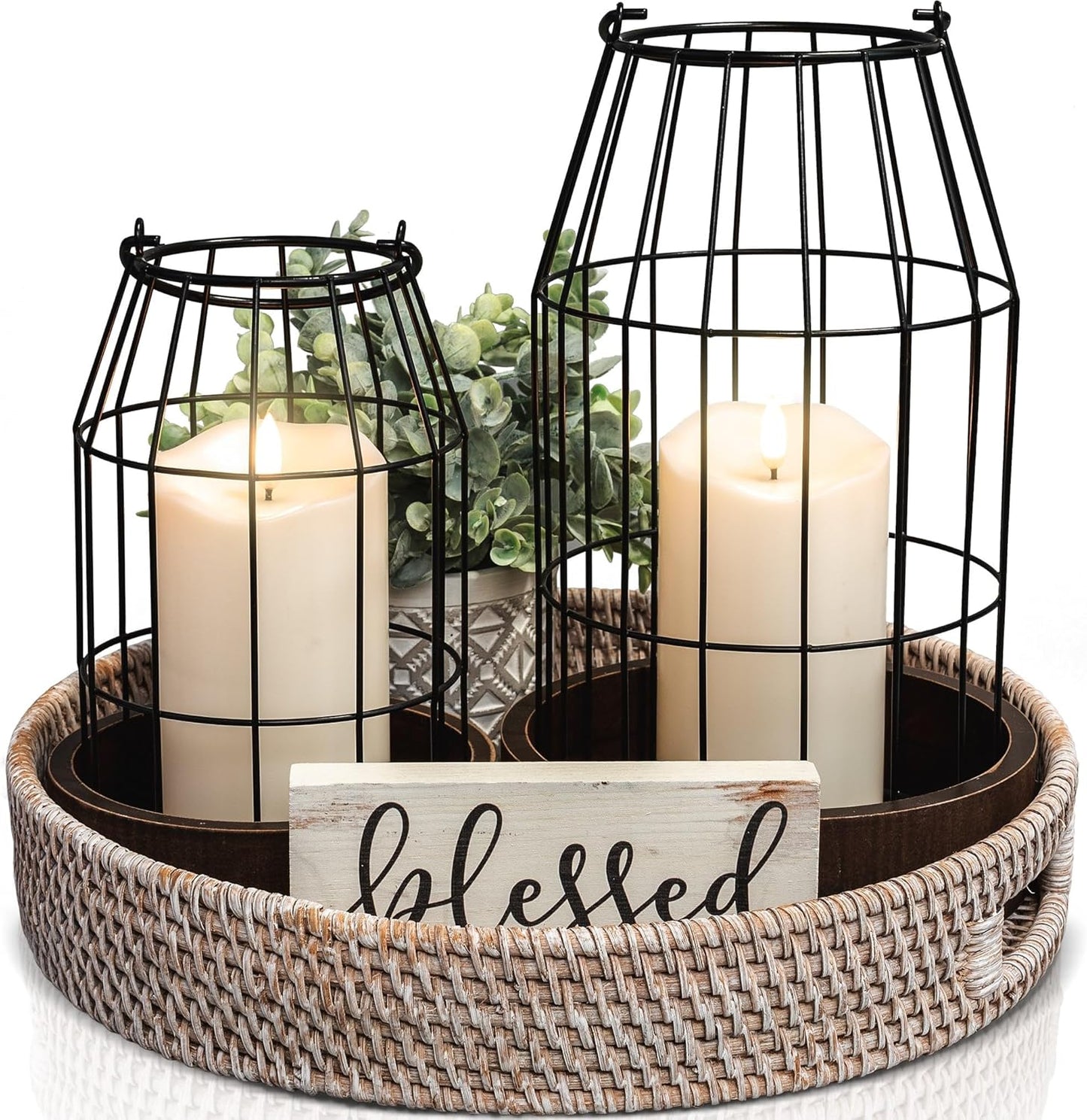 Rustic Farmhouse Lantern Decor Set of 2 for Stylish Homes