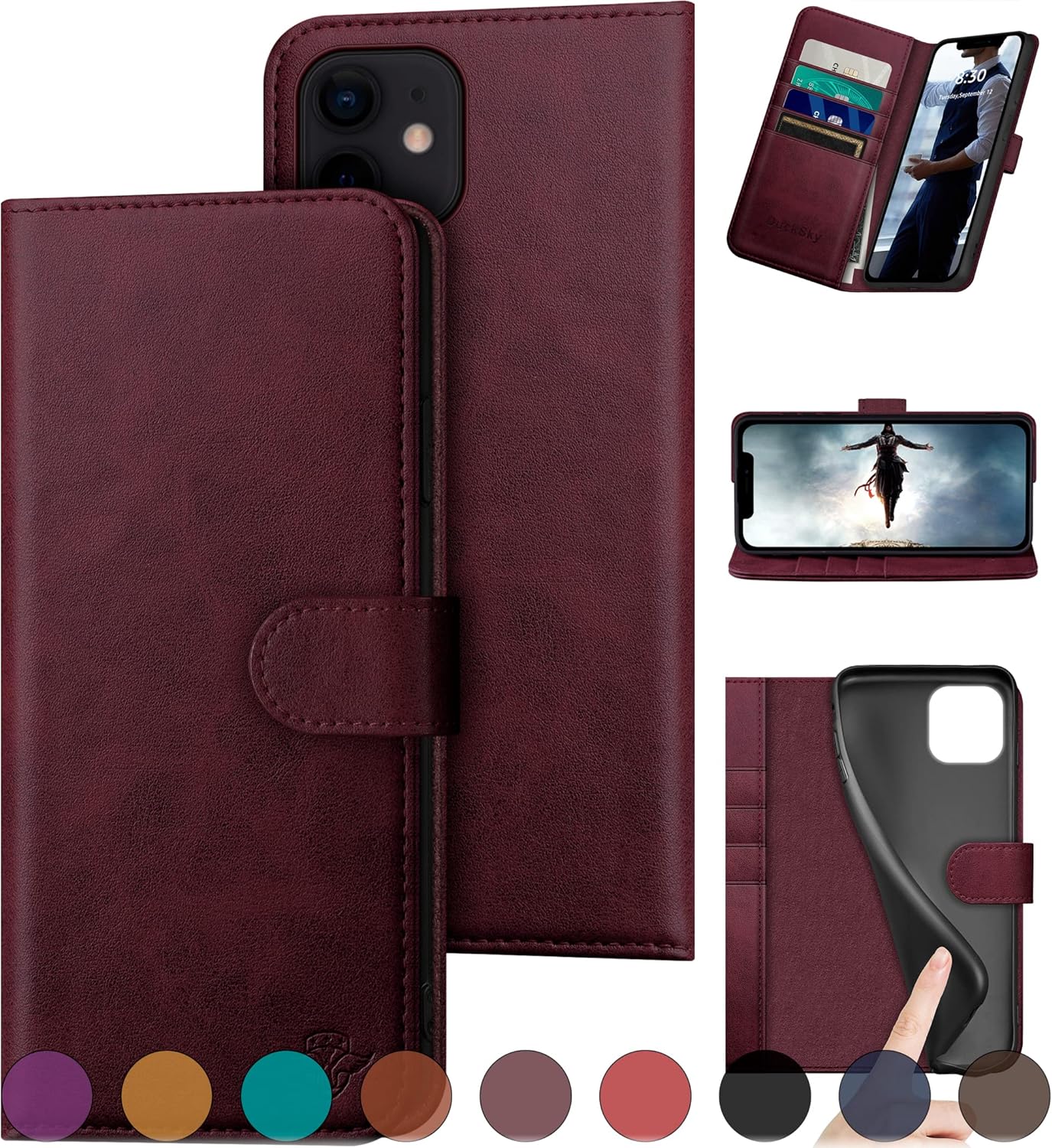 iPhone 11 Genuine Leather Wallet Case with RFID Blocking Feature