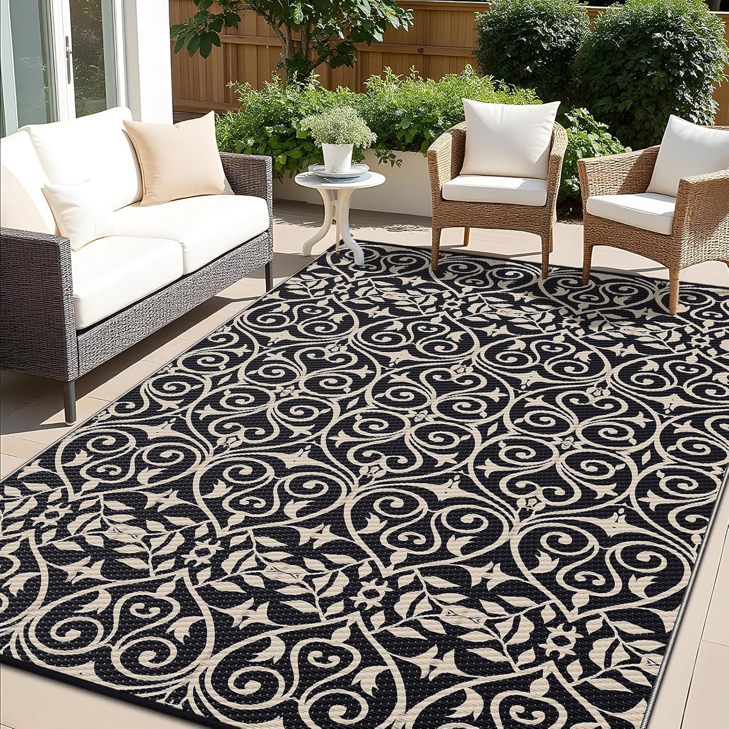 OLANLY Outdoor Rug Waterproof 8x10 ft for Patio and Camping