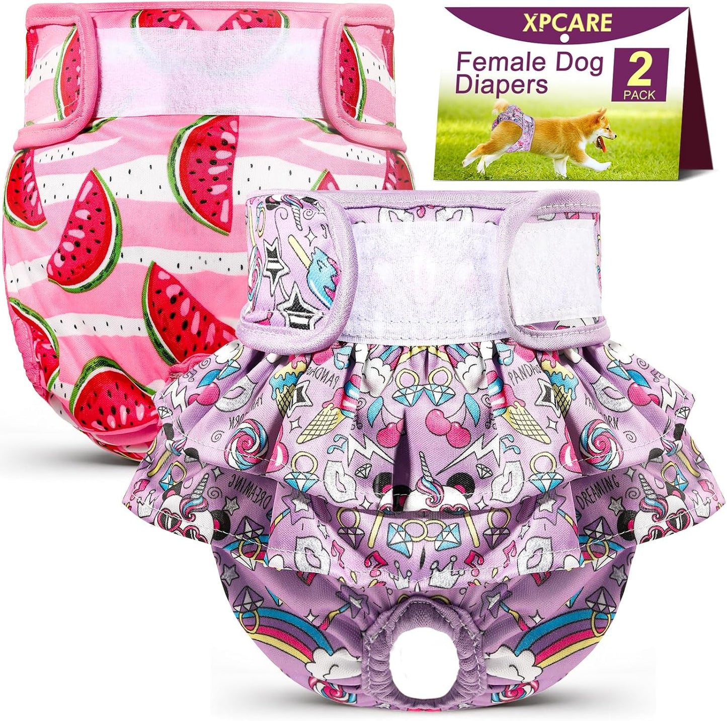 Leak-Proof Washable Dog Diapers - 2 Packs