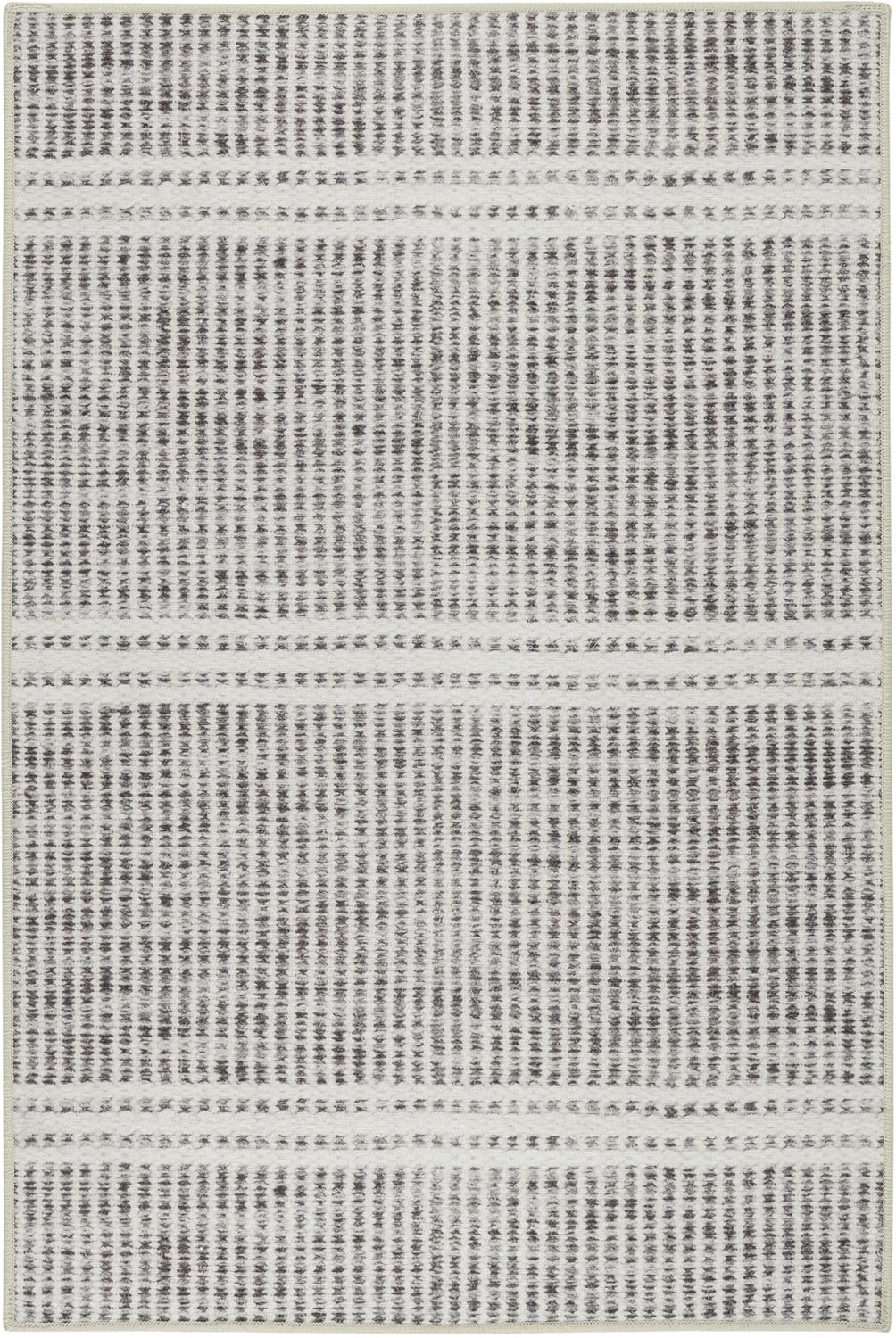 Dash and Albert Malta Grey Machine Washable Area Rug for Home