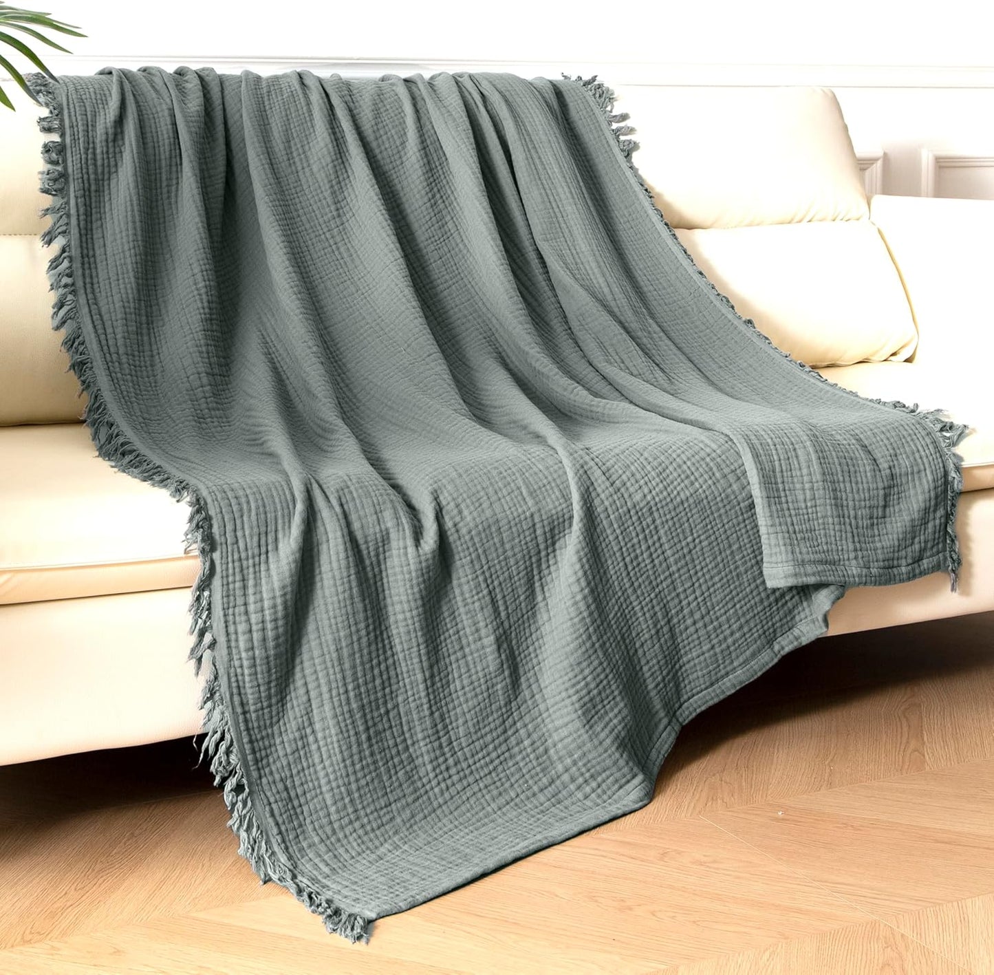 KyraHome Organic Muslin Blanket 60x80 for All Seasons Comfort