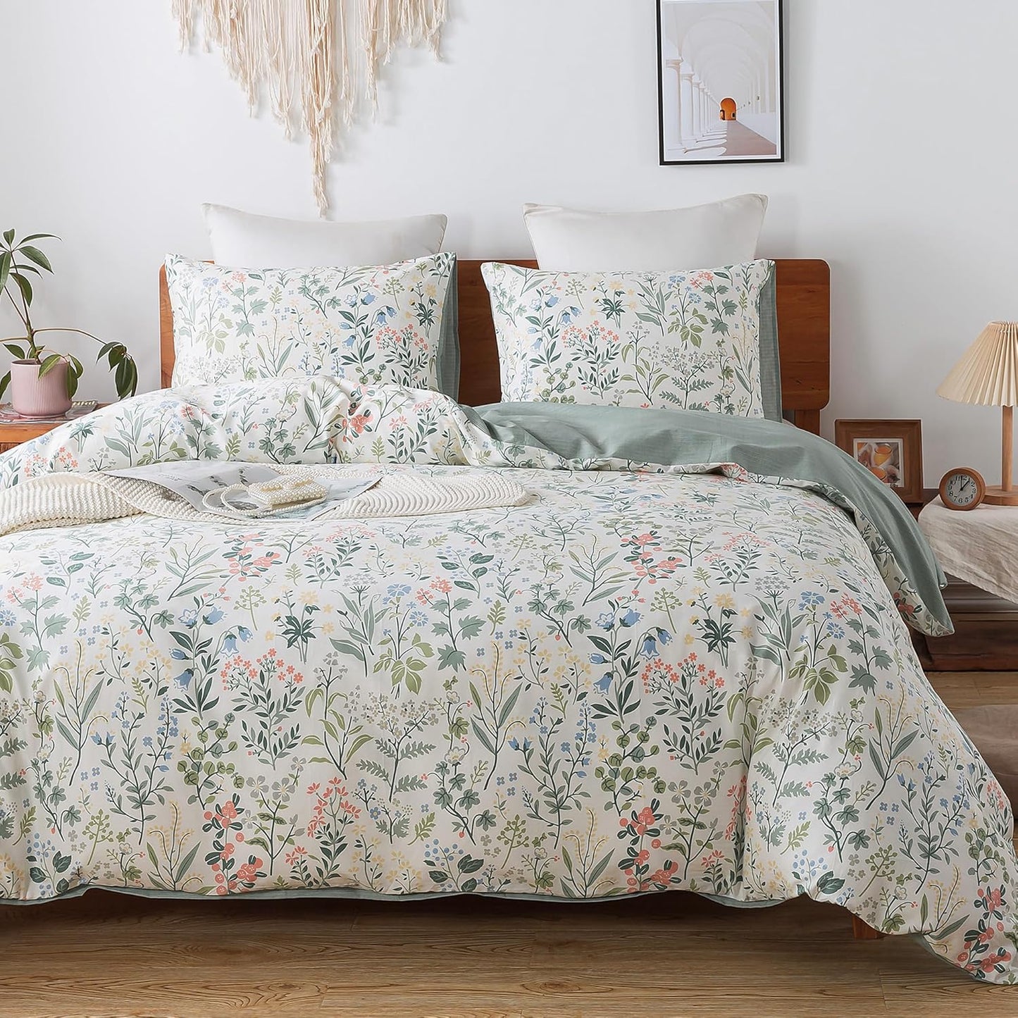 HoneiLife Floral Duvet Cover Twin Size - 100% Cotton Comforter