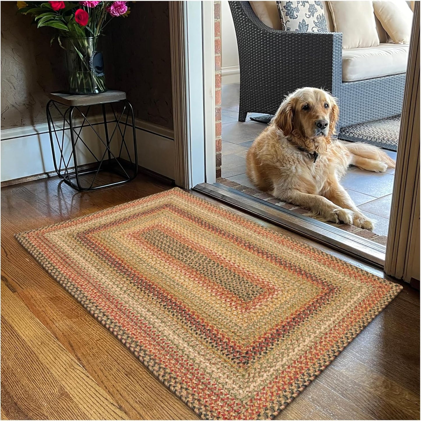 Kingston Country Kitchen Rugs - Multi Color Jute Braided Rug