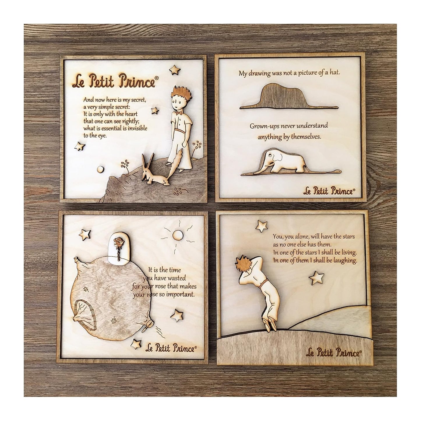 Wood Frame Set of 4 - The Little Prince Wall Decor for Home