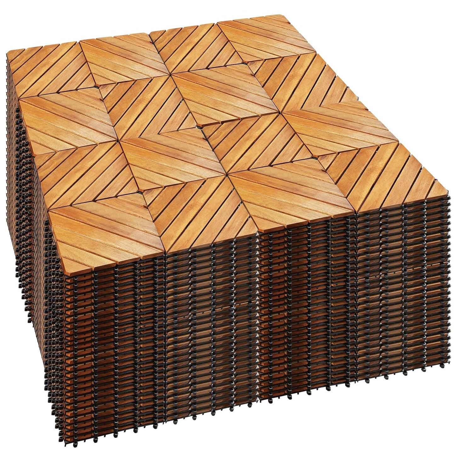 PrimeZone 432 PCS Acacia Wood Interlocking Patio Deck Tiles