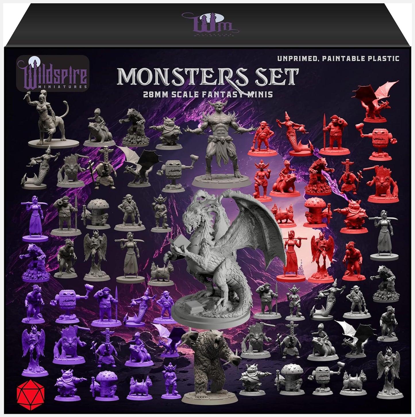 Fantasy Monsters & Dragon Miniatures for DND - Unpainted Set