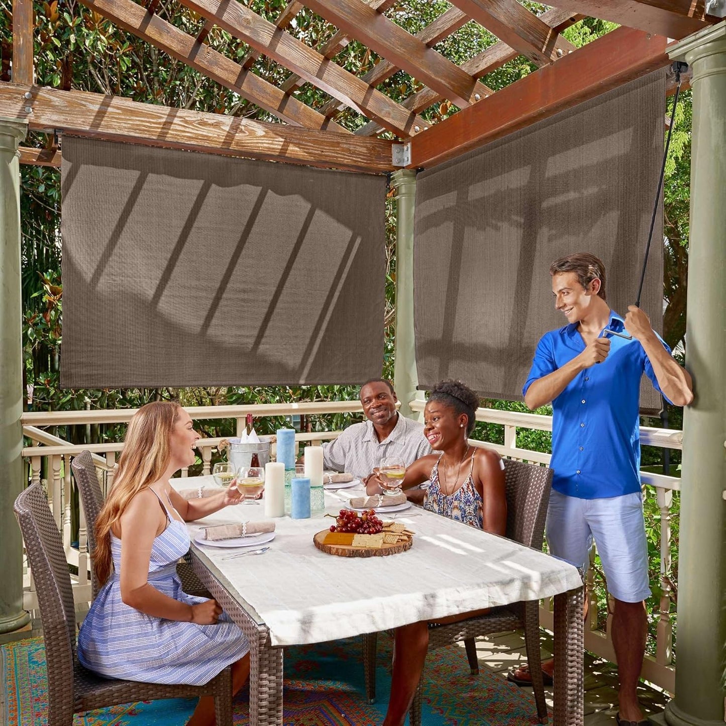 Coolaroo Outdoor Roller Shade - 90% UV Block for Patios