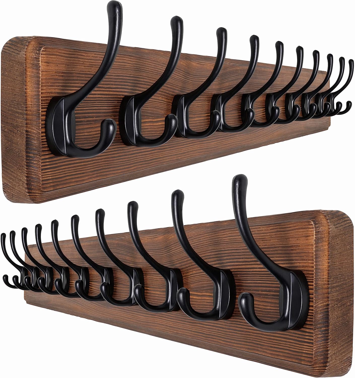 Rustic Wall Mounted Coat Rack with 10 Hooks for Home Use