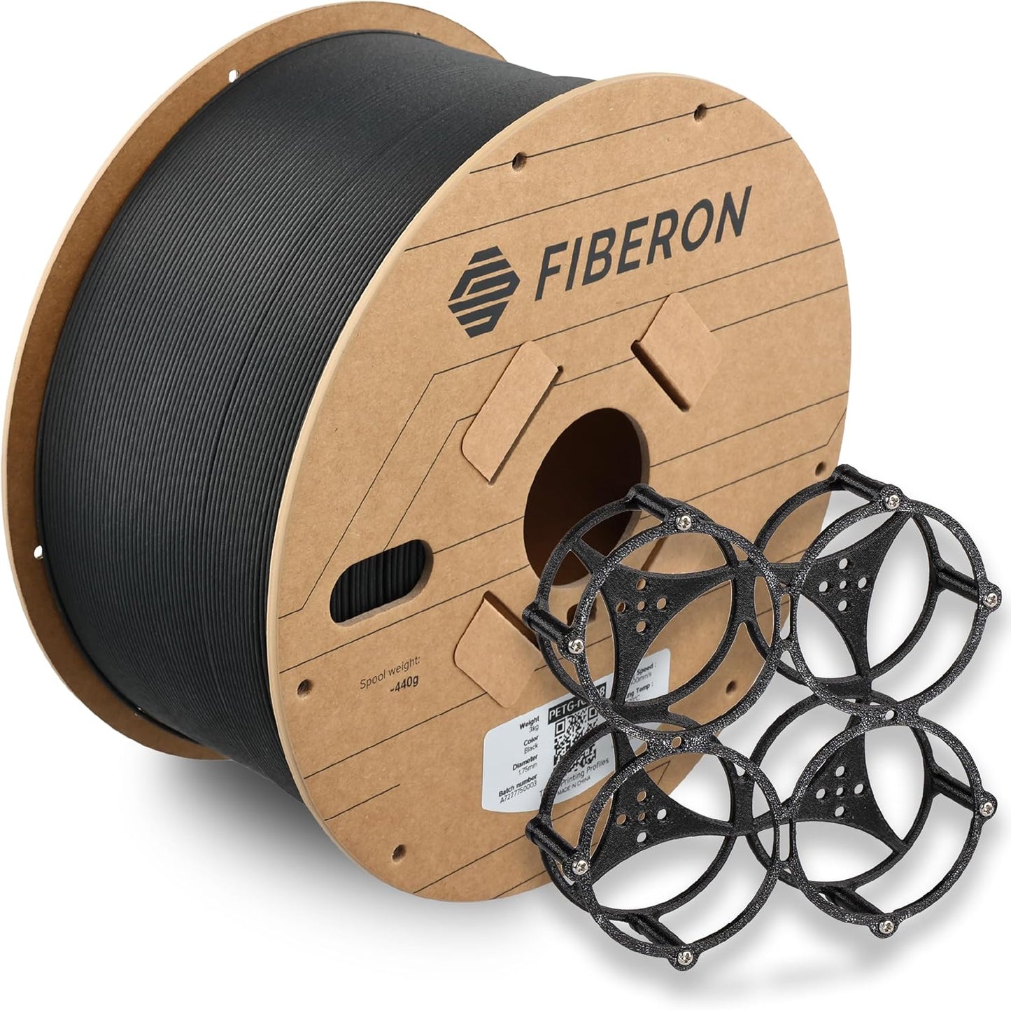 Polymaker Fiberon PETG-RCF Filament Black 1.75mm for 3D Printing
