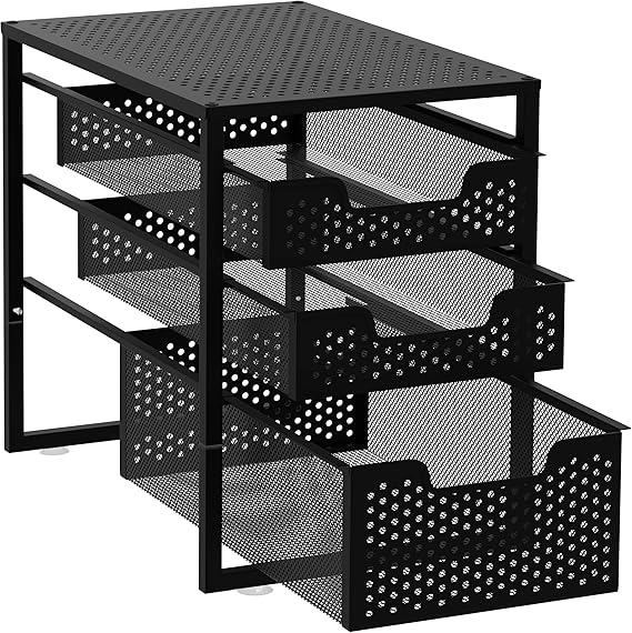 3-Tier Under Sink Cabinet Organizer with Sliding Storage Drawer