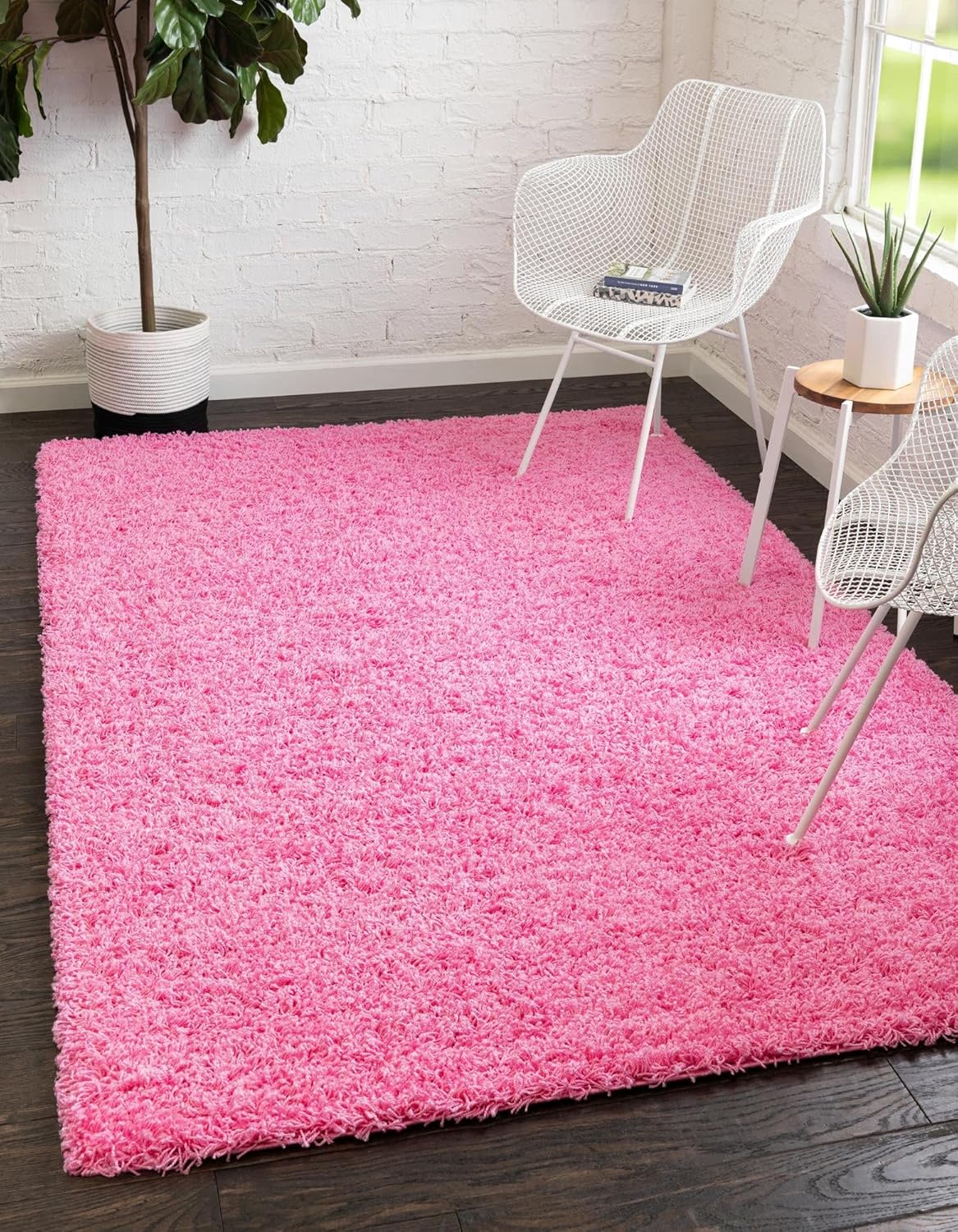 Uber Cozy Solid Shag Collection Rug 3ft x 5ft Taffy Pink