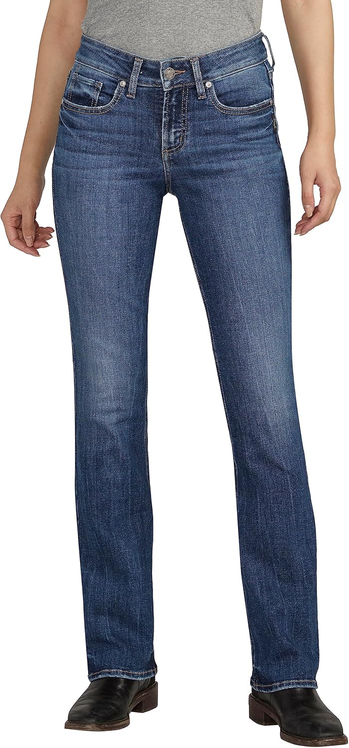 Suki Mid Rise Curvy Fit Slim Bootcut Jeans for Women