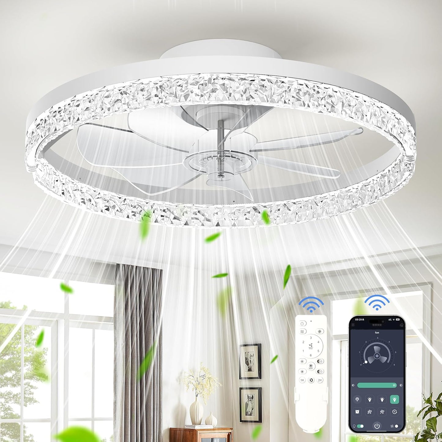 Ceiling Fan with Light, 20in Foldable Design for Any Room