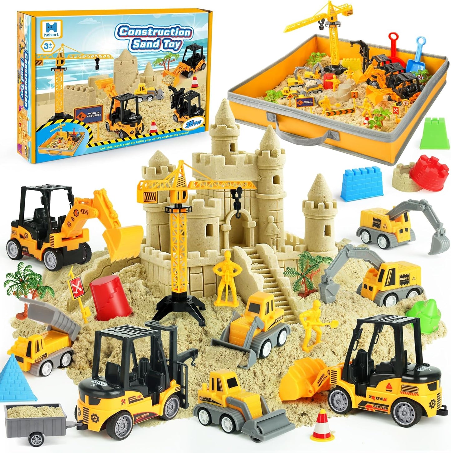 Sand Construction Site Kit - 37 Pcs Play Sand Art for Kids