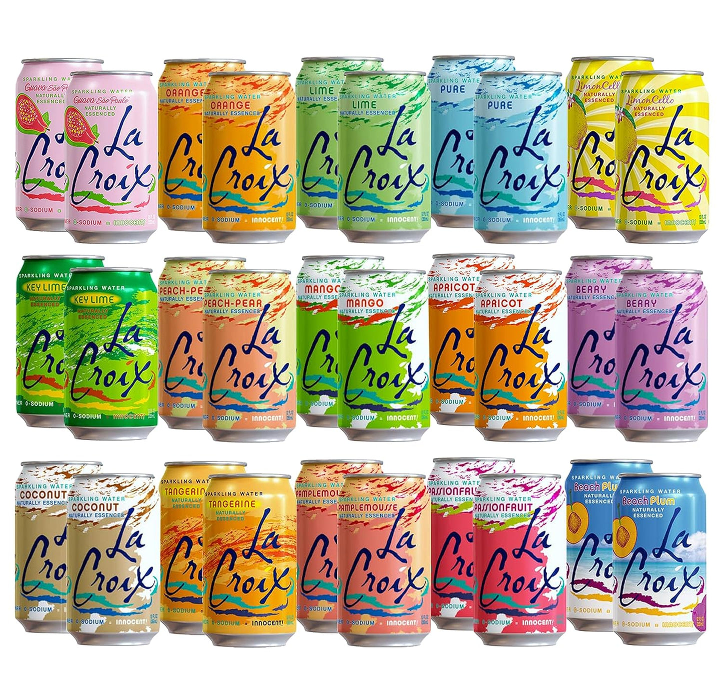 LaCroix Sparkling Water Variety Pack of 15 Flavors in Cans
