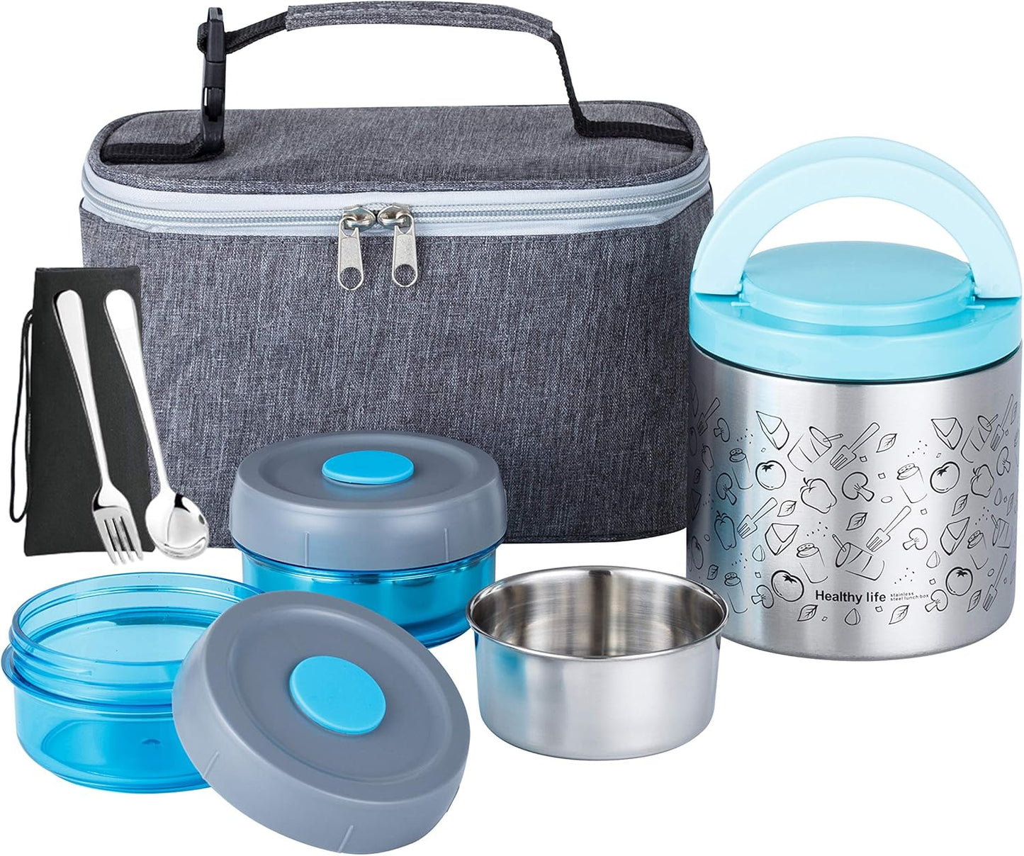 Lille Home Portable Insulated Lunch Box Set for Food Storage