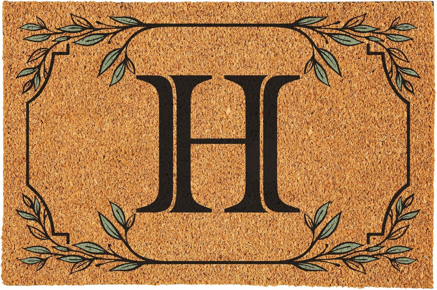 Monogram Large Coir Doormat for Indoor Outdoor Use, Letter H