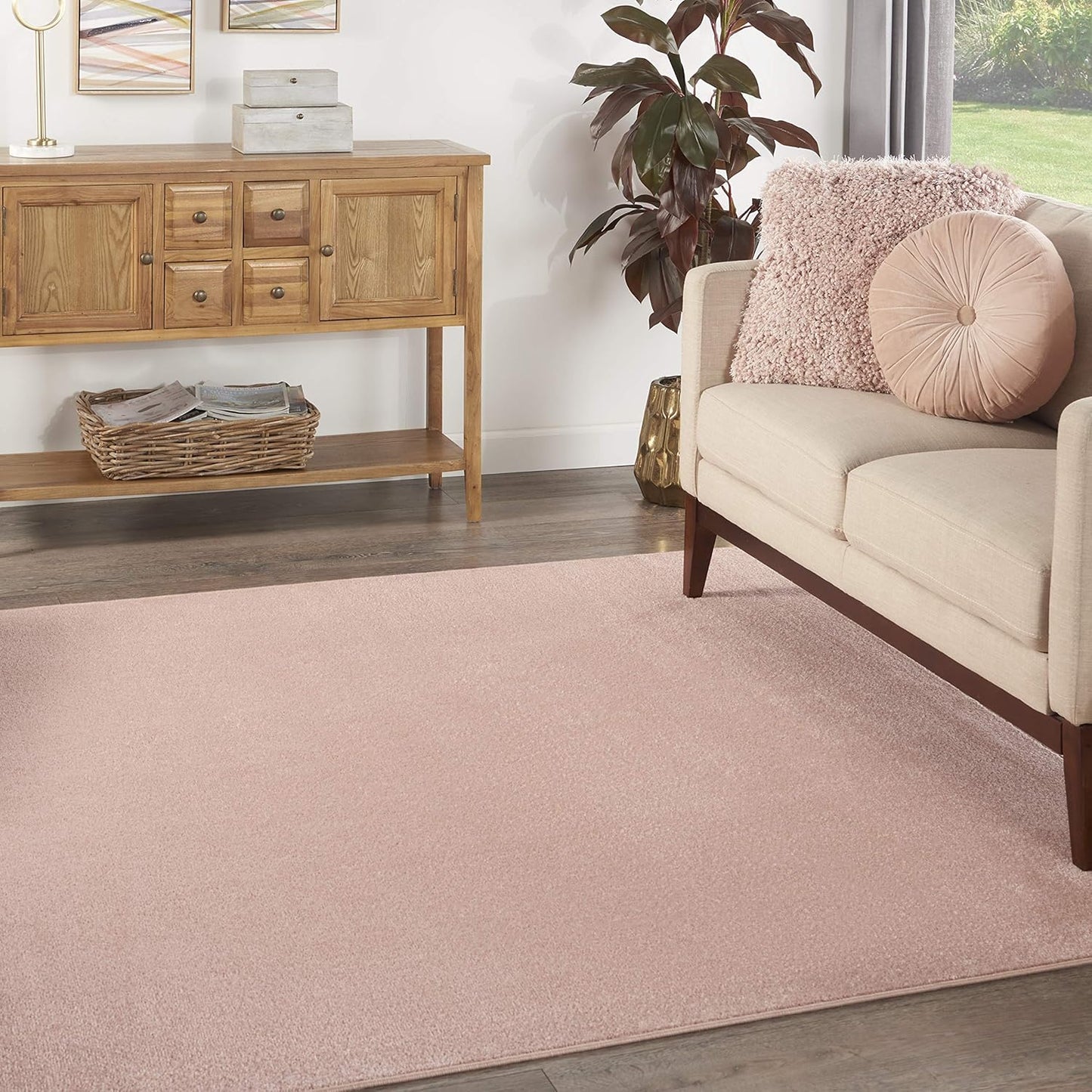 Nourison Essentials Indoor/Outdoor Pink 7ft Square Area Rug