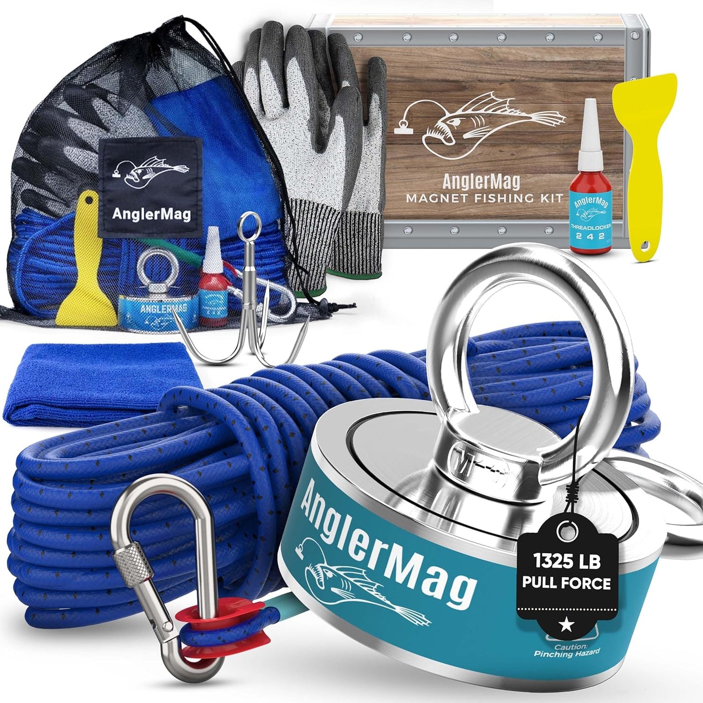 Ultimate 1325lbs Double-Sided Fishing Magnet Kit