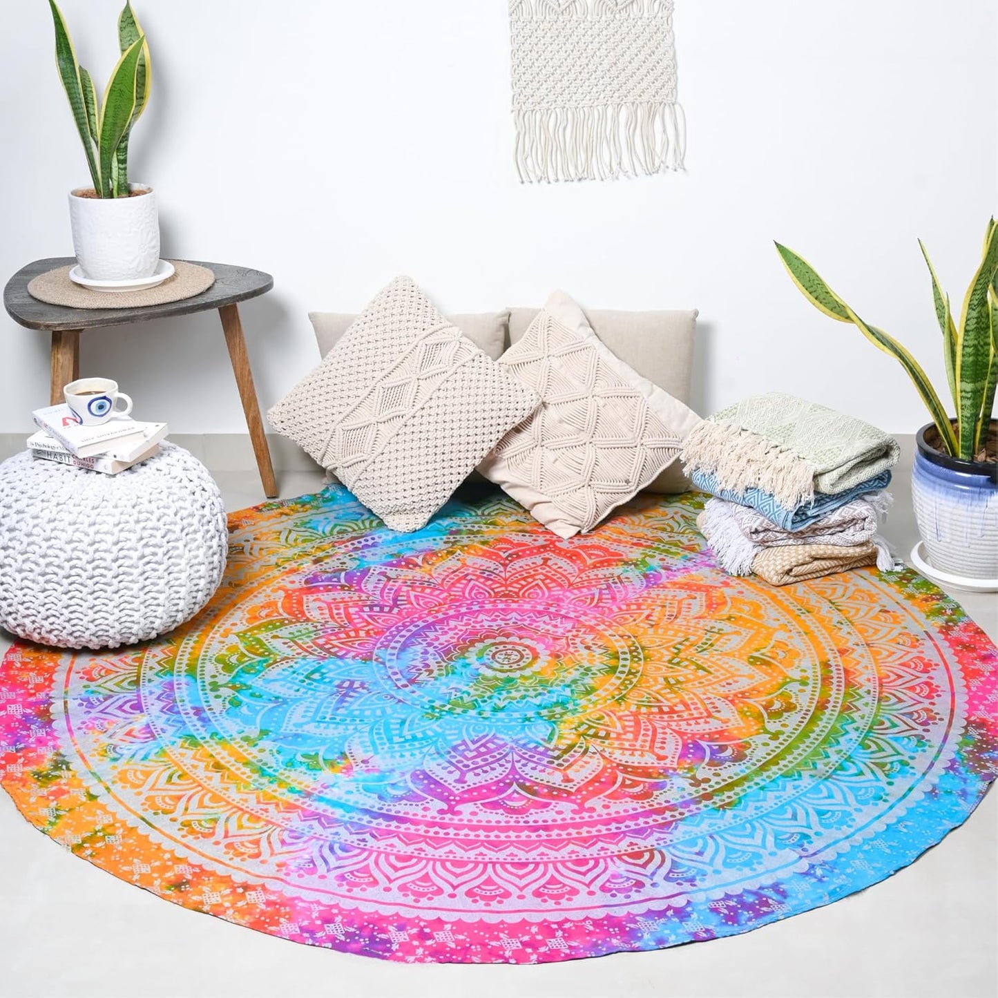 Colorful 72 Boho Round Tablecloth