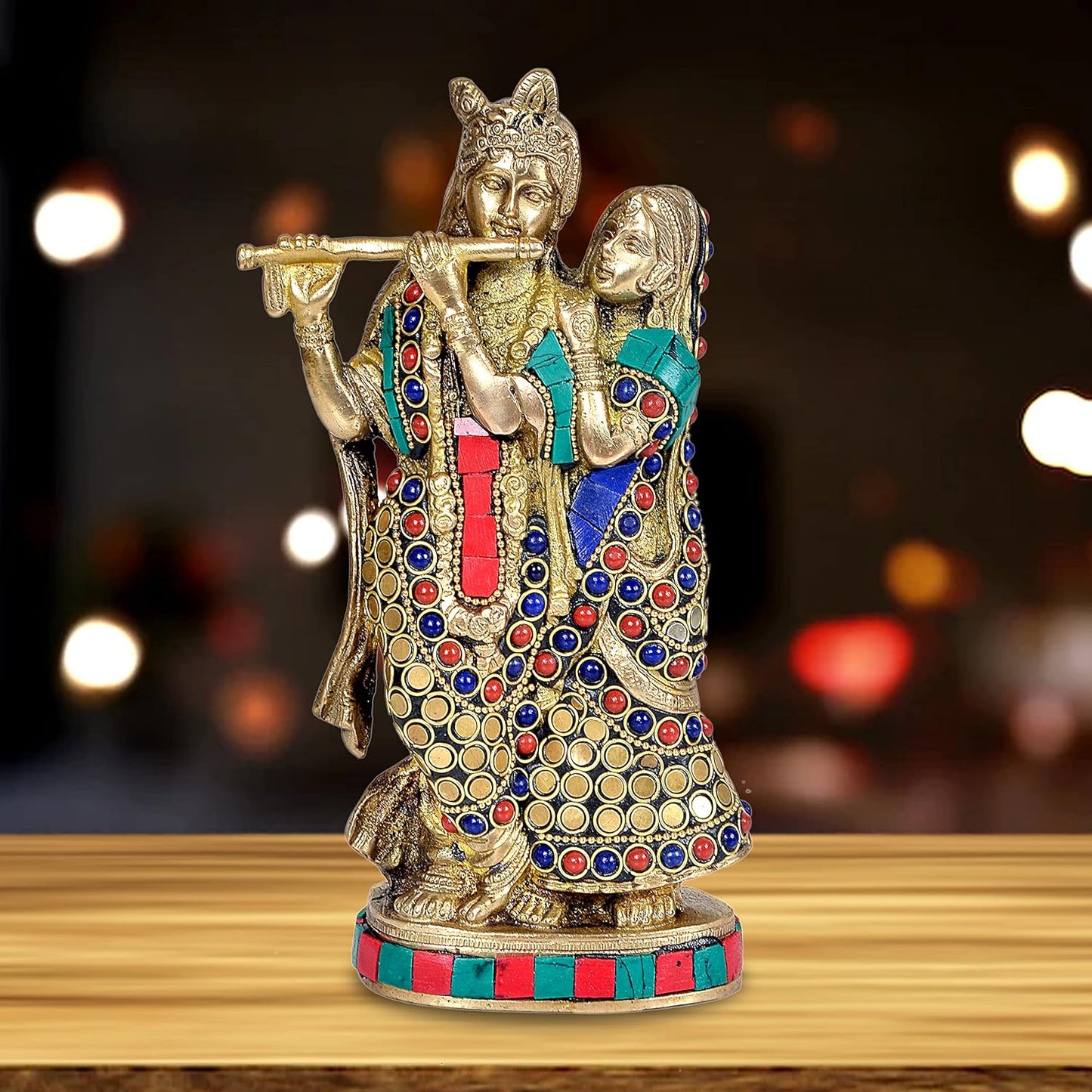 Brass Lord Radha Krishna Idol Decorative Sculpture for Home