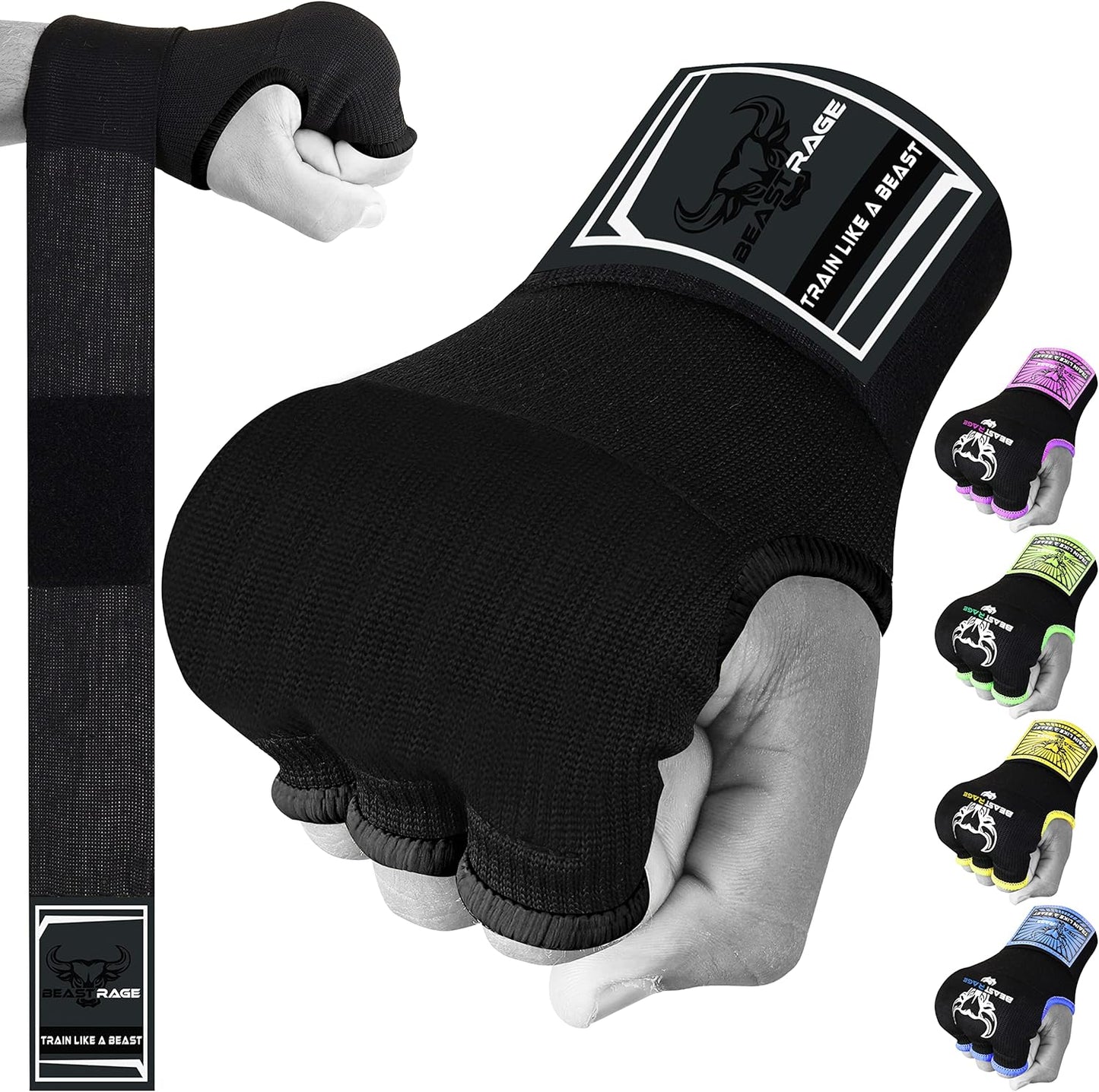 BEAST RAGE 36 Long Wrist Support Inner Gloves: Quick Wrap for Unstoppable Training