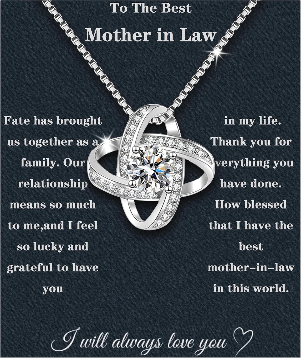 Mother In Law Necklace 925 Sterling Silver Gifts for Her