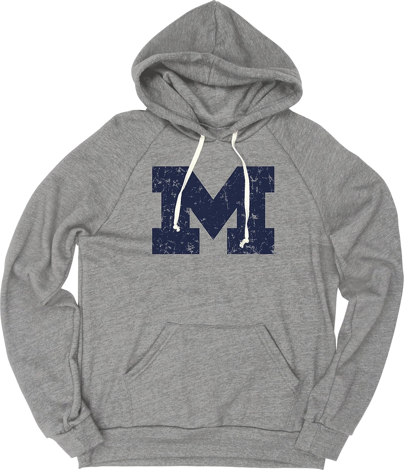 Michigan Wolverines Men's Tri-Blend Hoodie with Distressed Icon