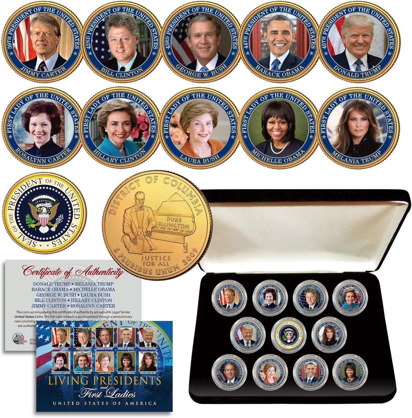 Living Presidents and First Ladies 24K Gold Plated Coin Set