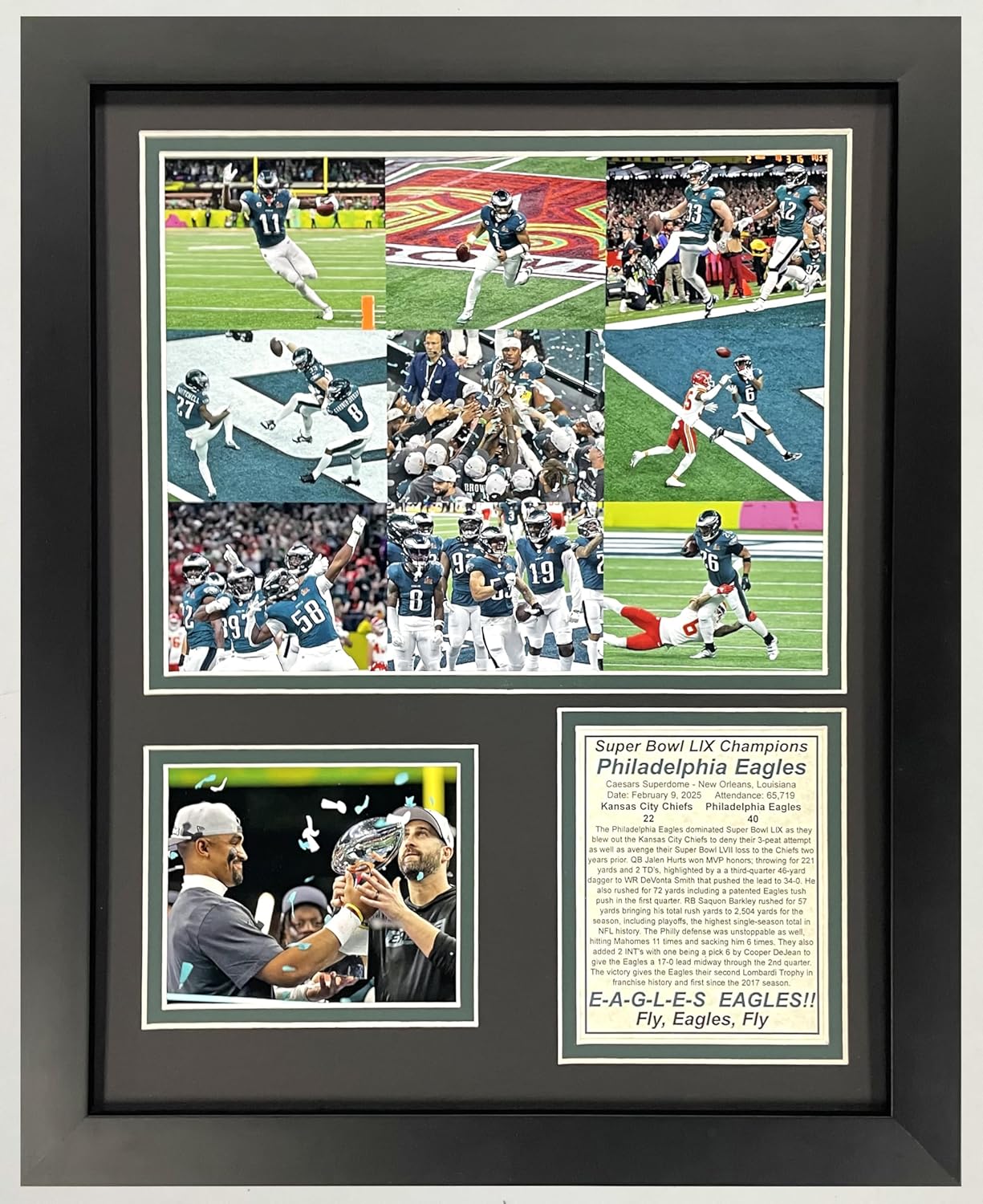 2024 Eagles SB LIX 59 Champions Framed Picture Collage Gift