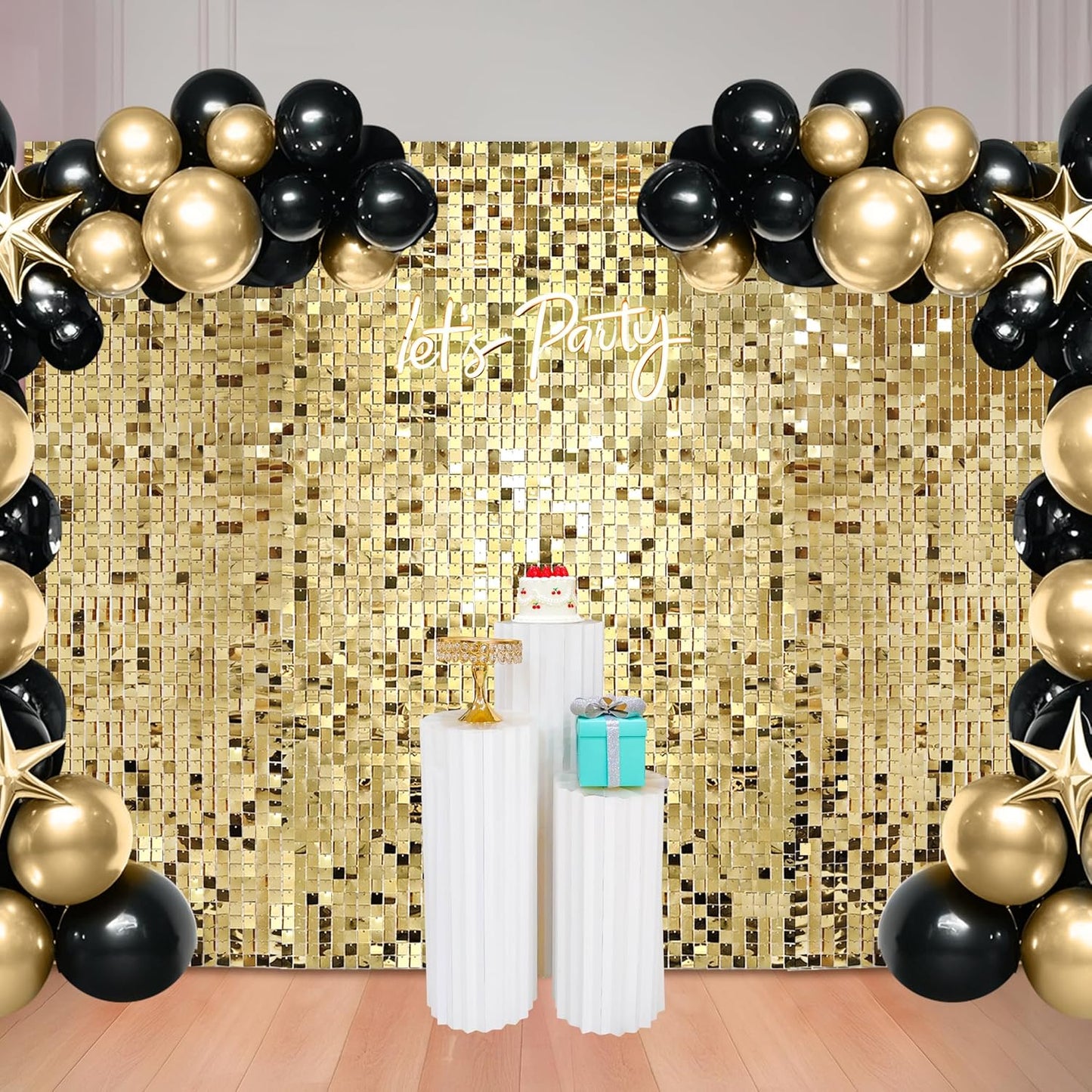 48 Pcs Light Gold Shimmer Wall Backdrop Panels for Events