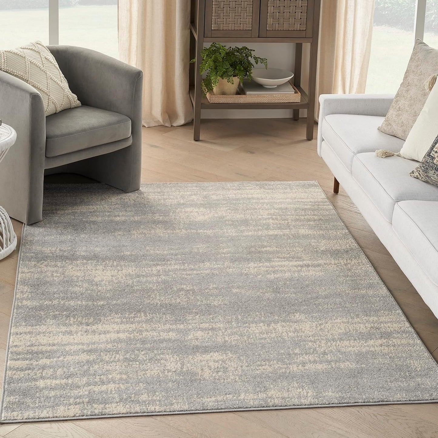 Nourison Home Essentials Abstract Grey Beige 4ft x 6ft Area Rug