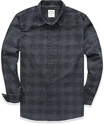Dubinik Mens Flannel Shirt Long Sleeve Soft Cotton Casual Wear