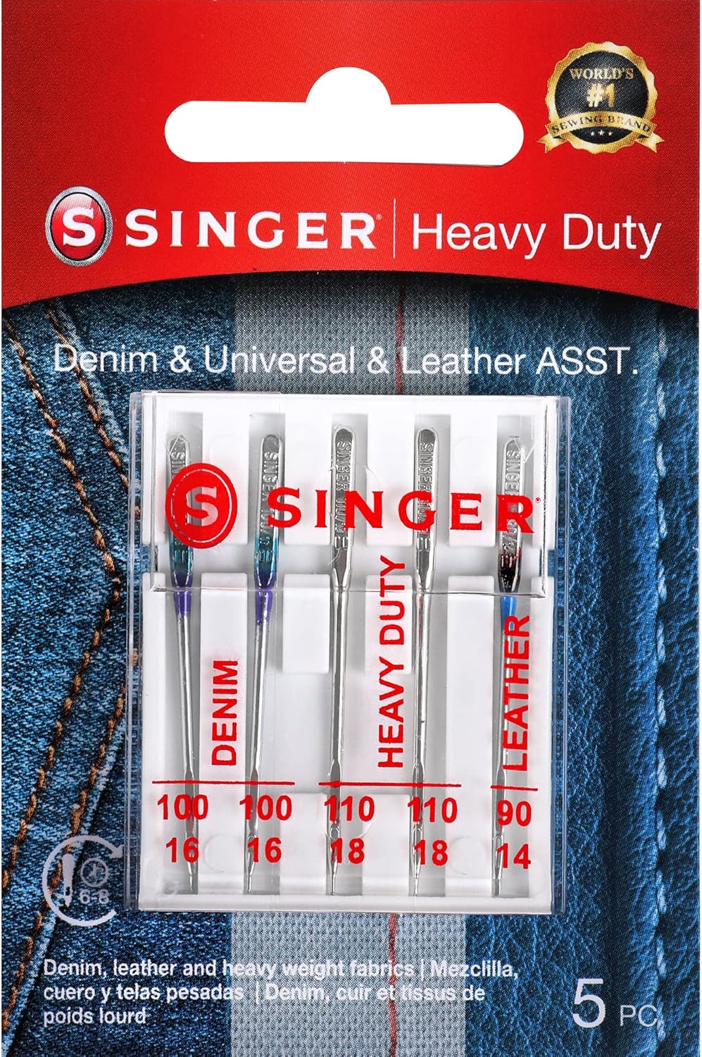 SINGER Universal Heavy Duty Sewing Machine Needles - 5-Count