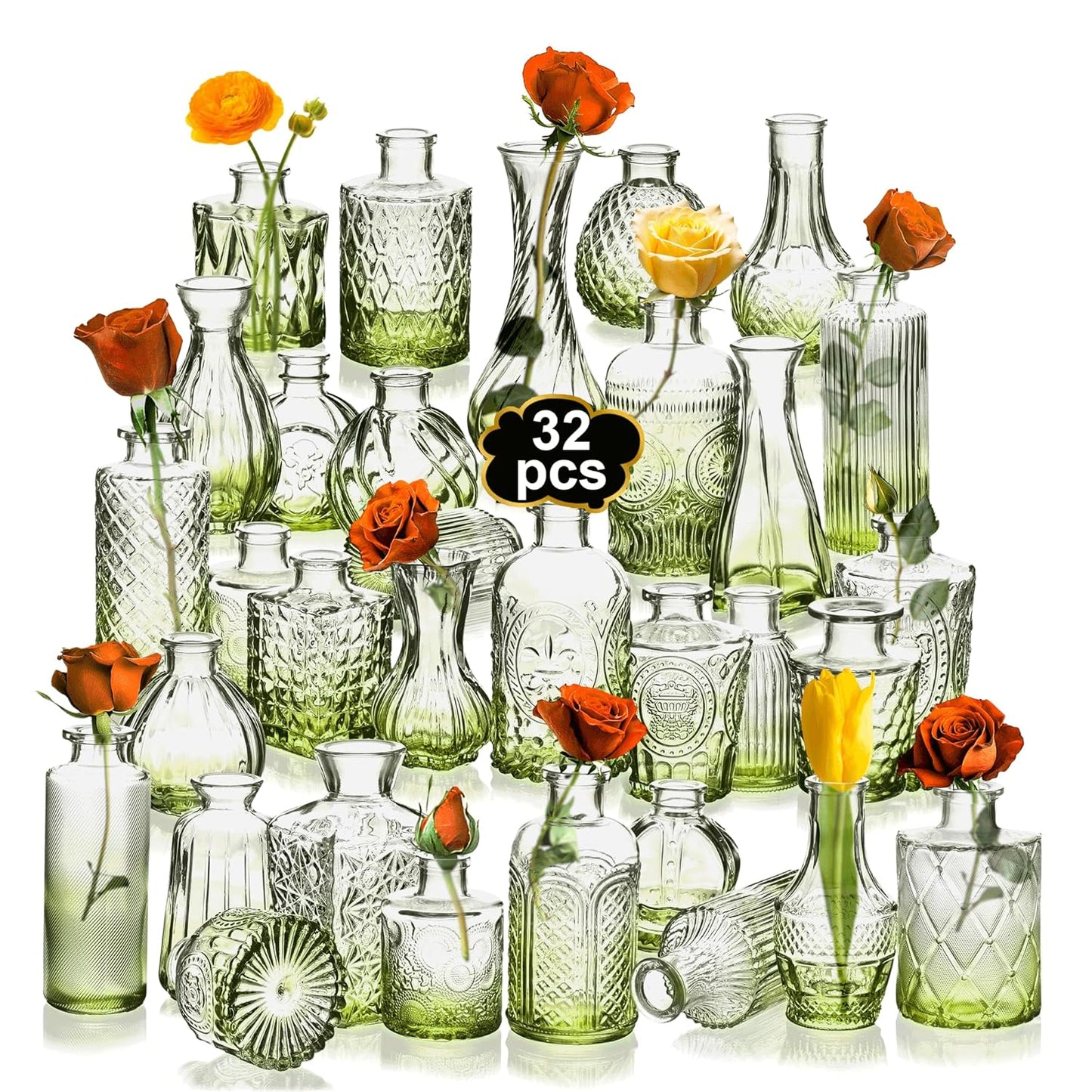 Clear Bud Vases Bulk 32 for Wedding Decor and Home Centerpieces