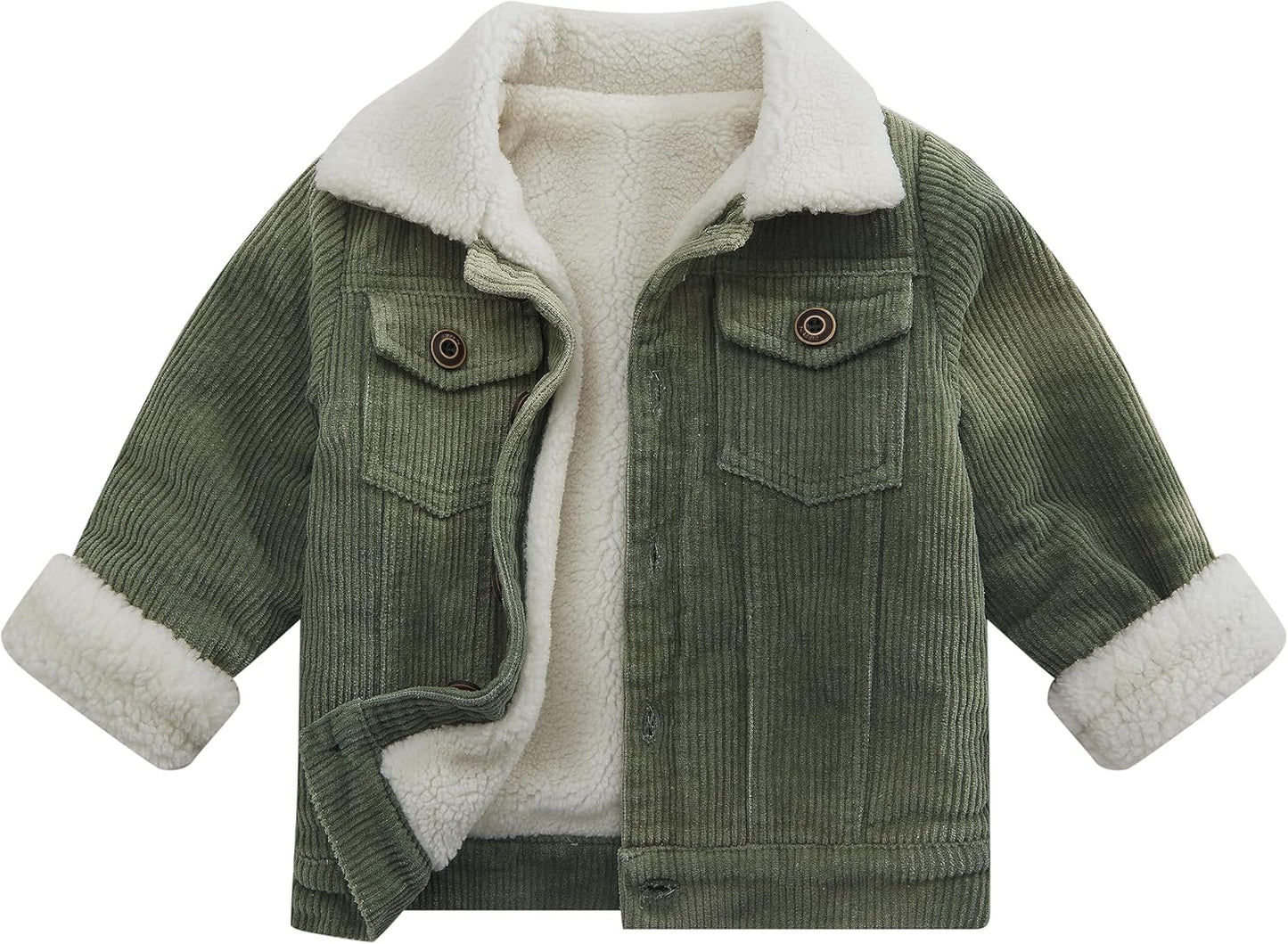 Toddler Boy Winter Thick Corduroy Coat with Sherpa Lining