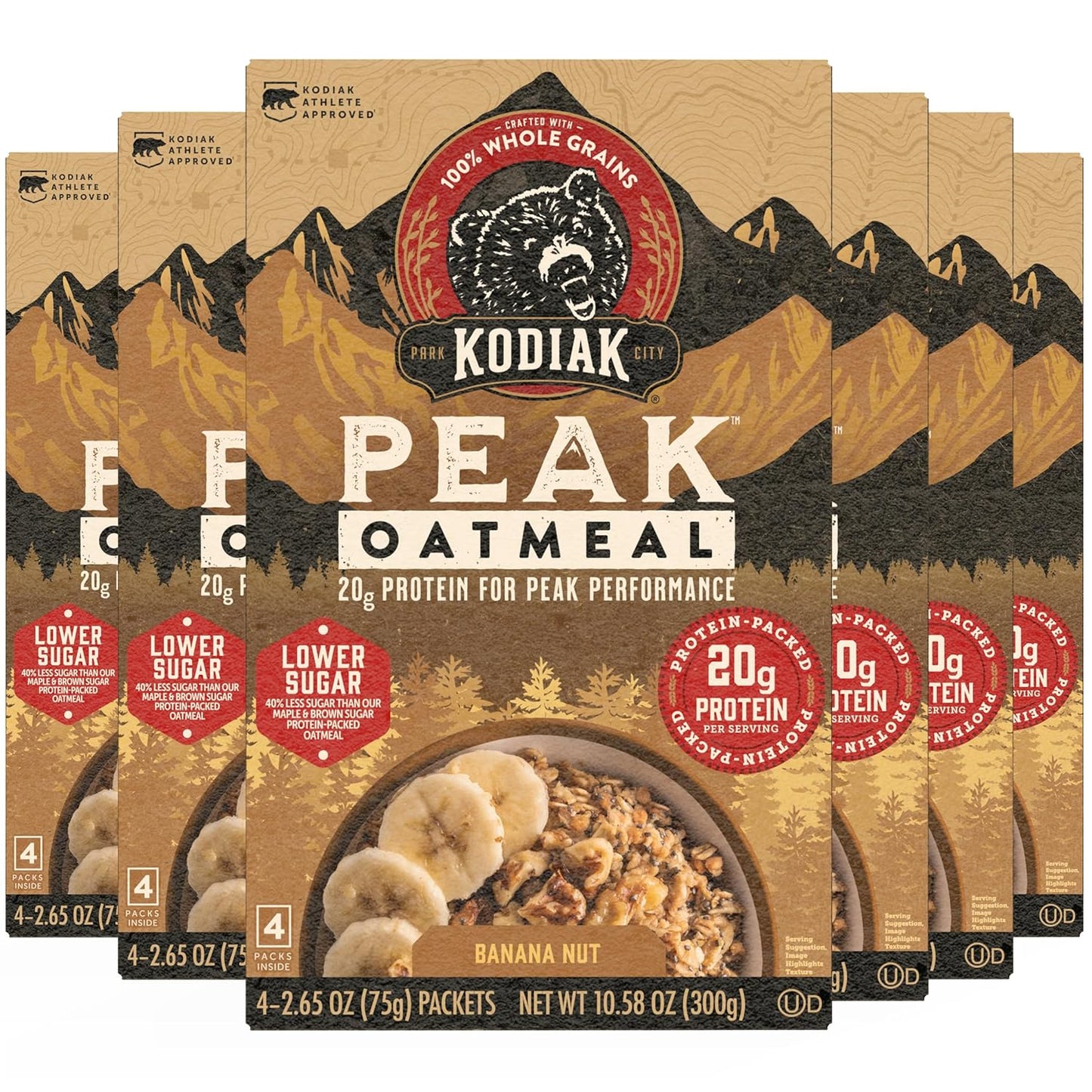 Kodiak Cakes Peak Instant Oatmeal Packets, Banana Nut Flavor