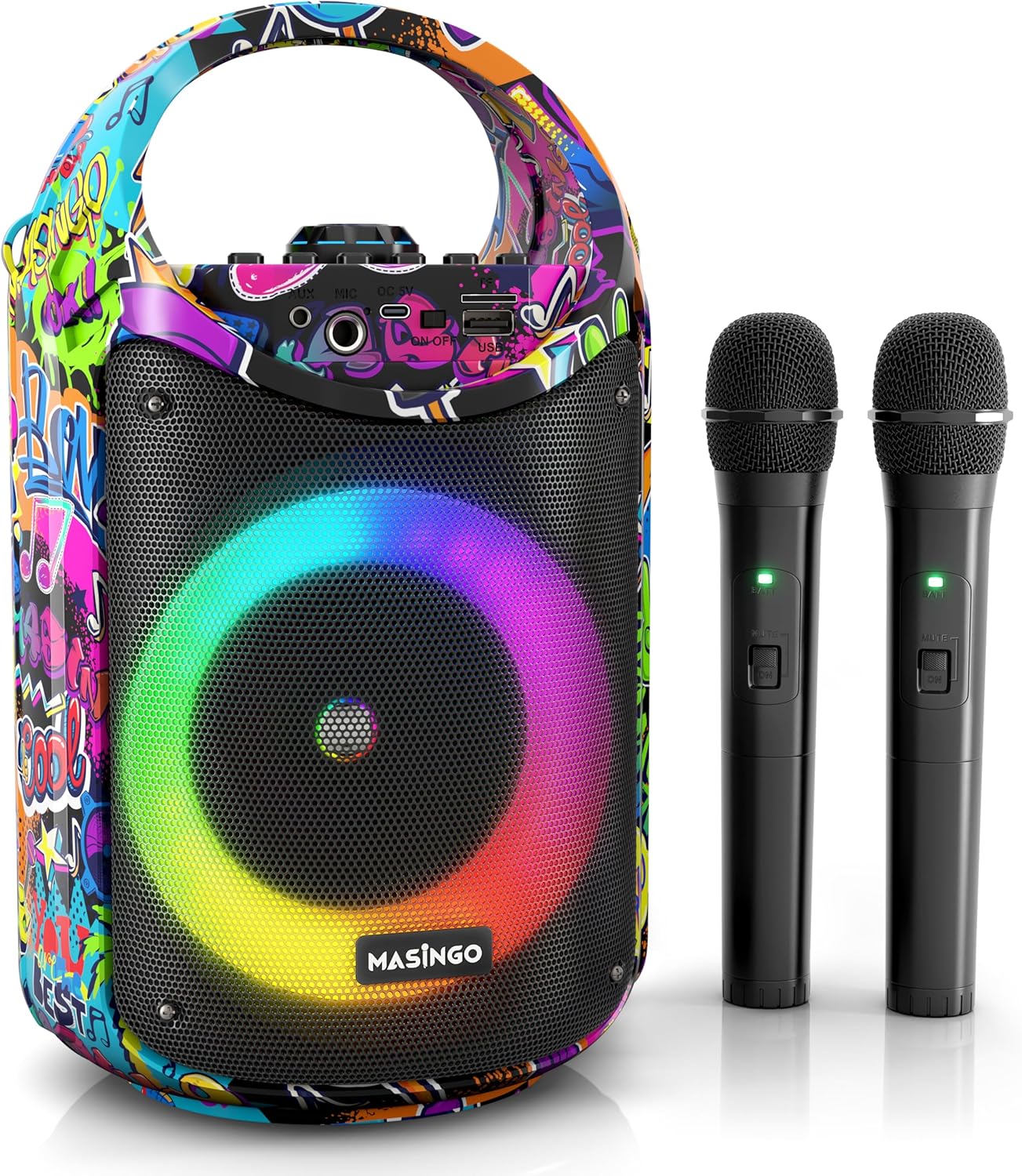 Karaoke Machine for Kids and Adults with 2 Wireless Mics