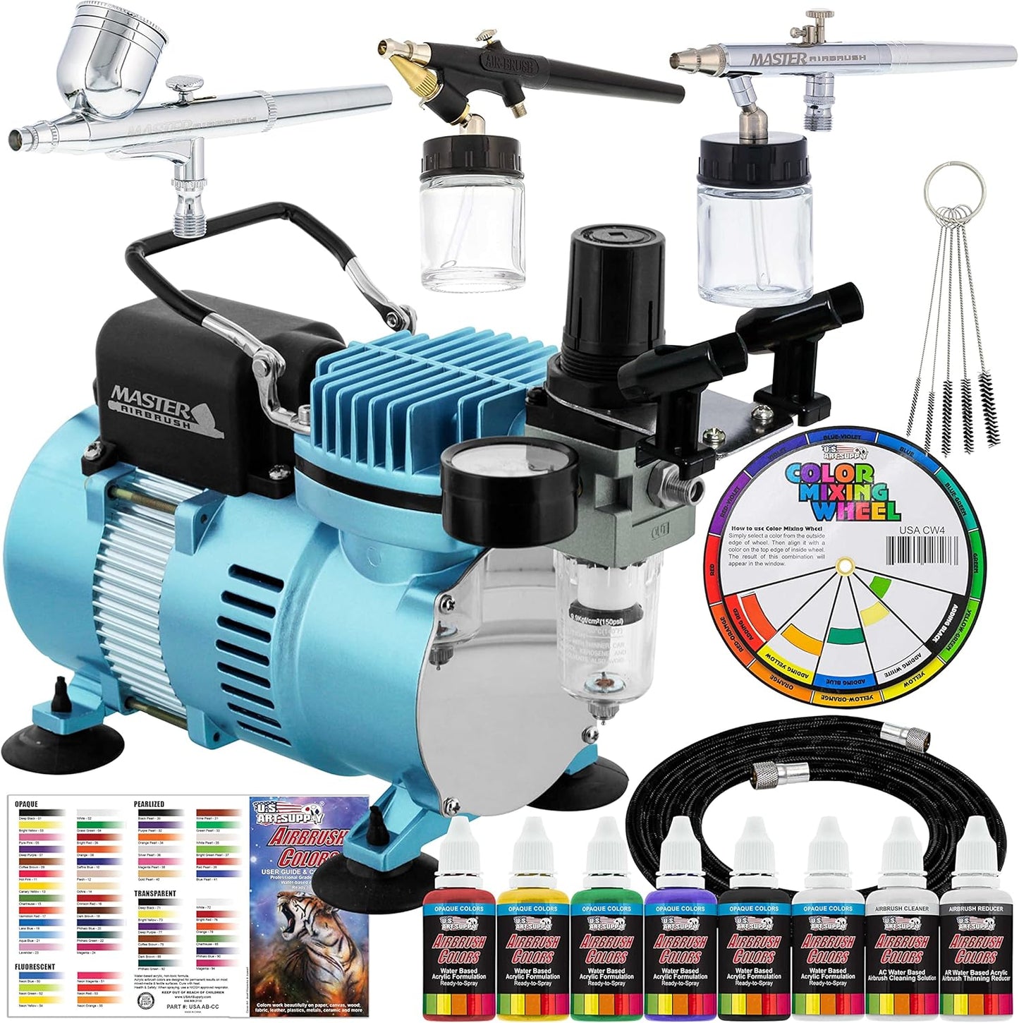 Professional Airbrush Kit + Acrylic Paints - Artists