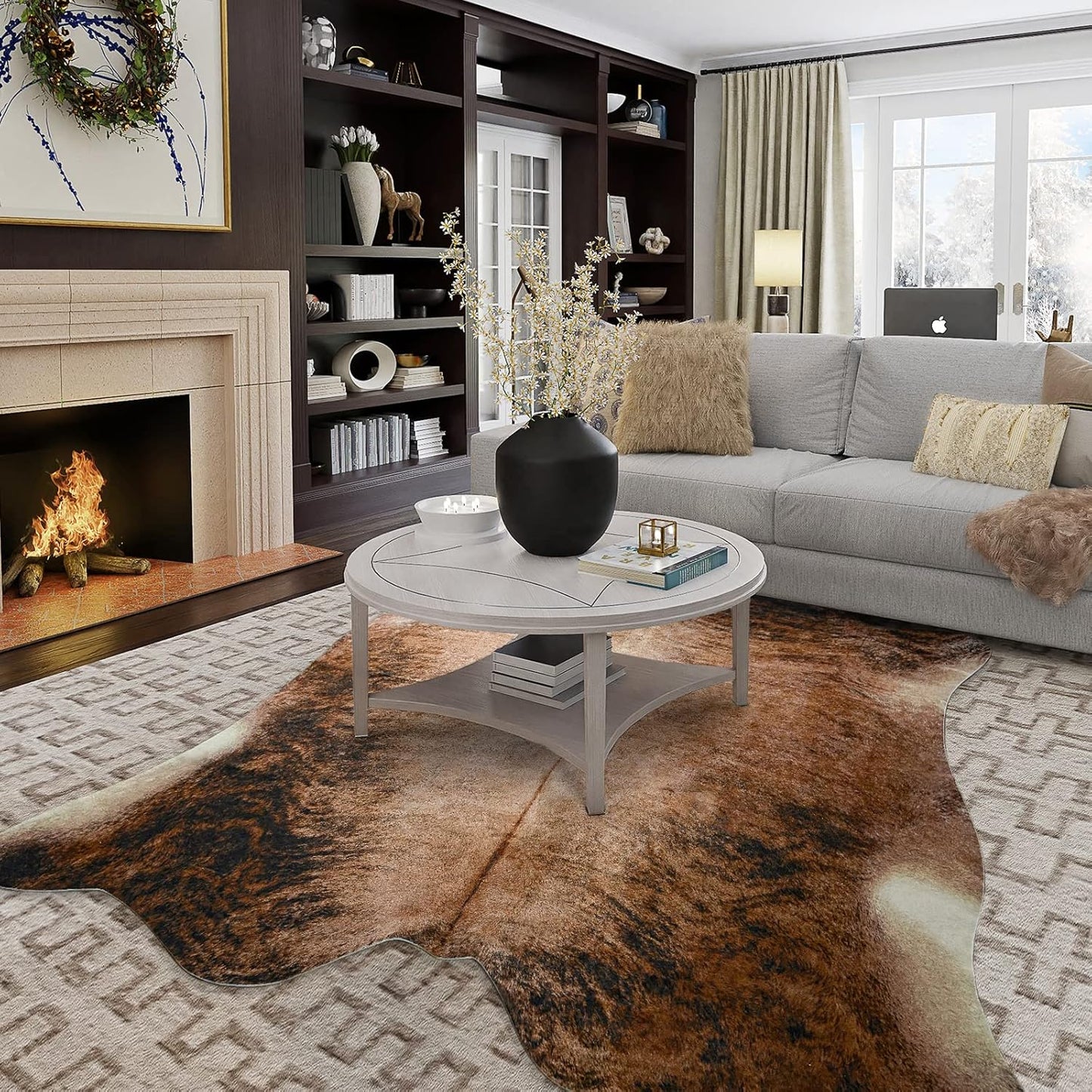 Easycozy Faux Cowhide Rug for Bedroom and Living Room Decor