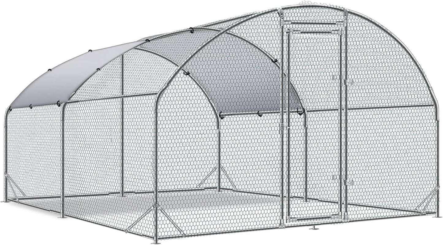 Large Metal Chicken Coop with Tri-Supporting Wire Mesh Design