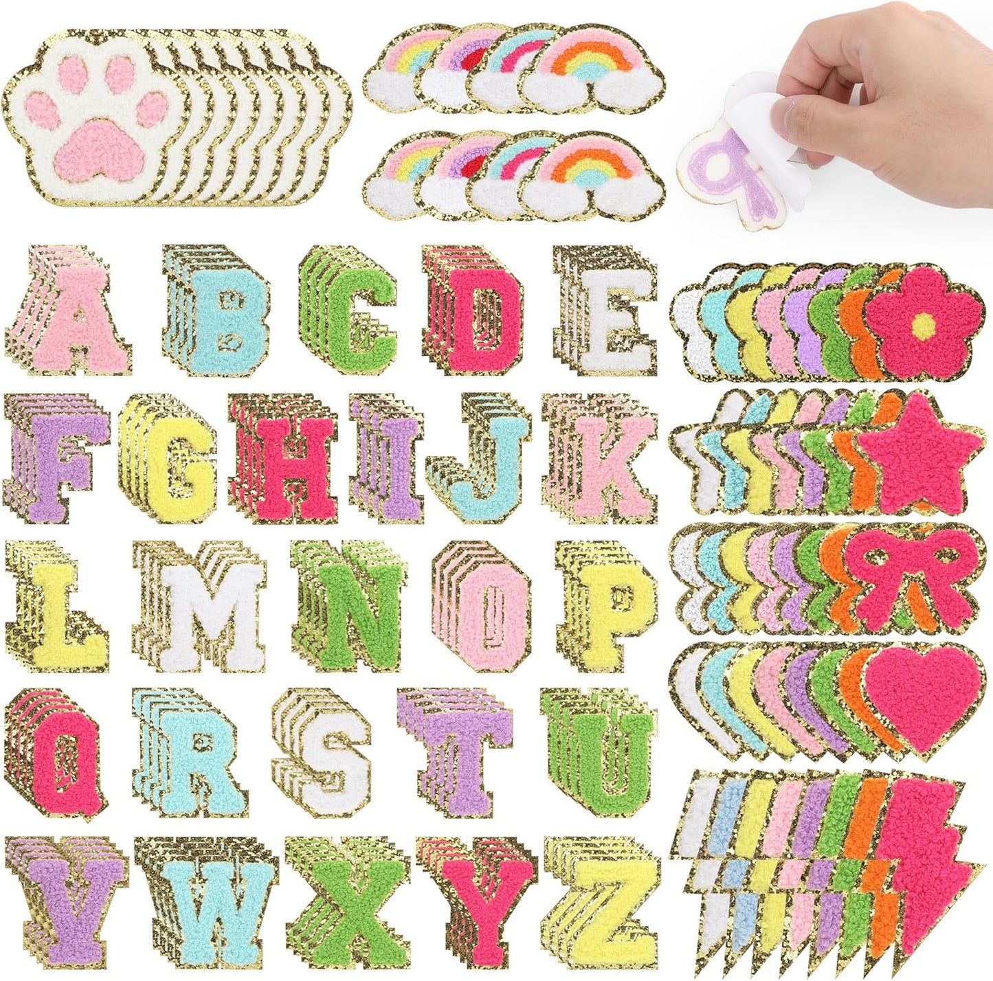 160 Pcs Chenille Embroidered Patches for DIY Clothing Repair