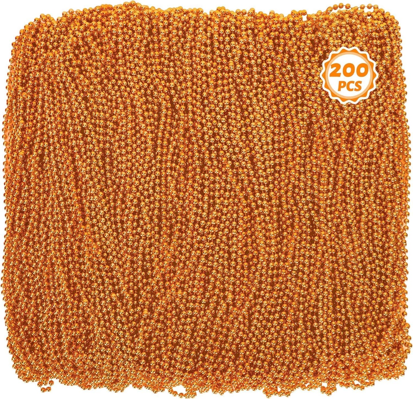Beaded Necklace 200 PCS 33in Orange Mardi Gras Party Supplies