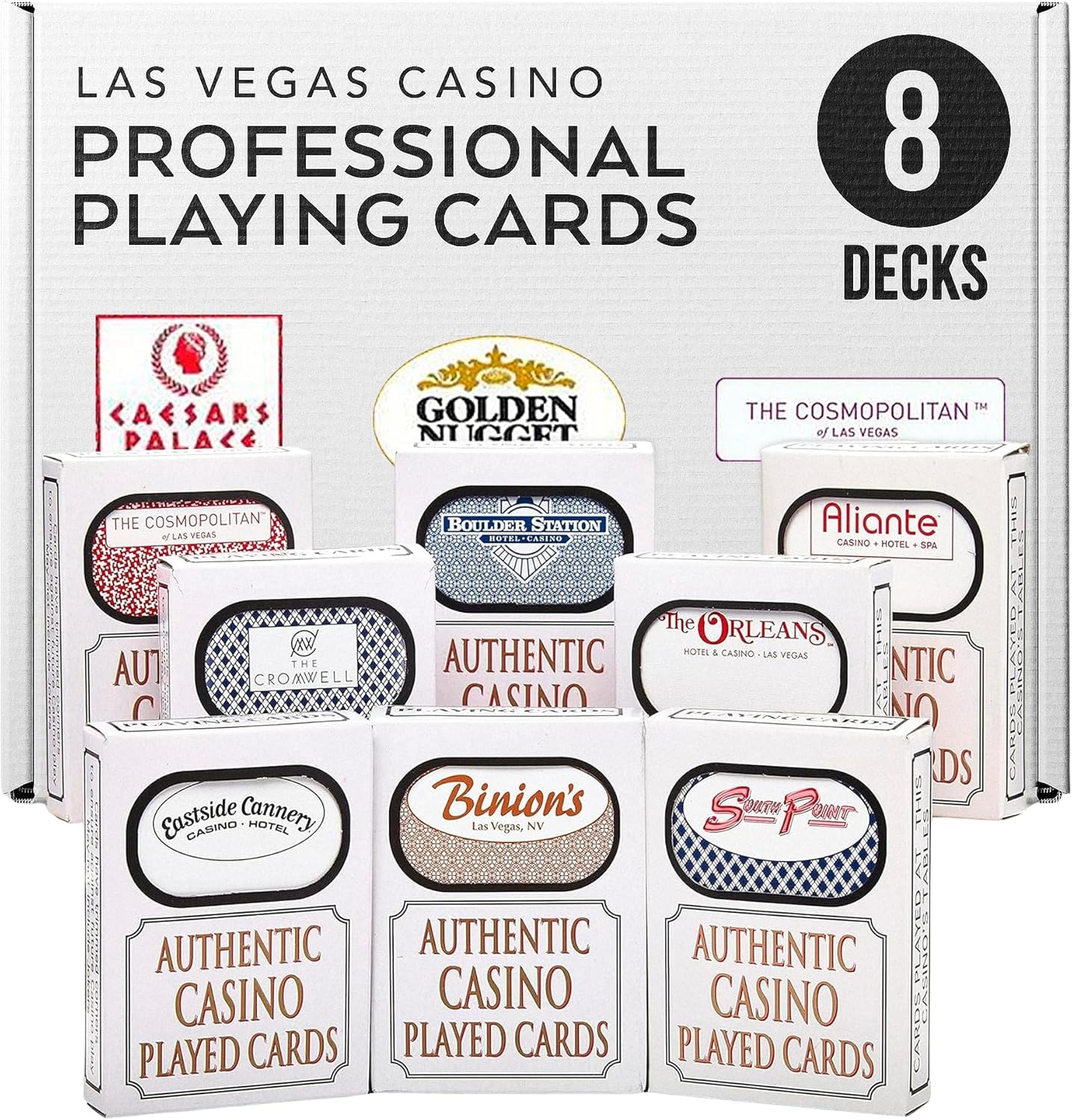 Authentic Las Vegas Casino Playing Cards - 8 Deck Bundle