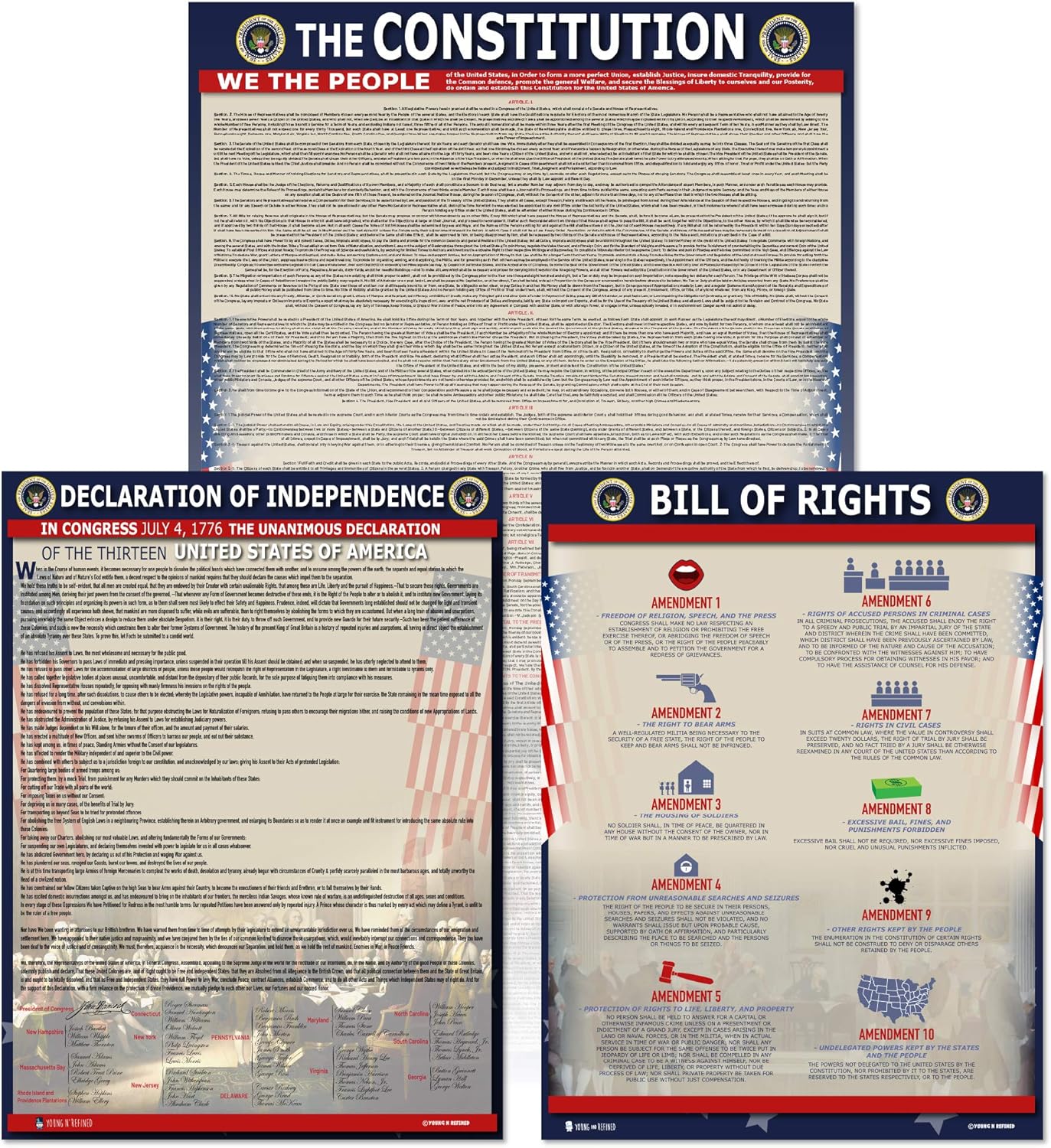 American Founding Documents Large Laminated 3 Pack for Education
