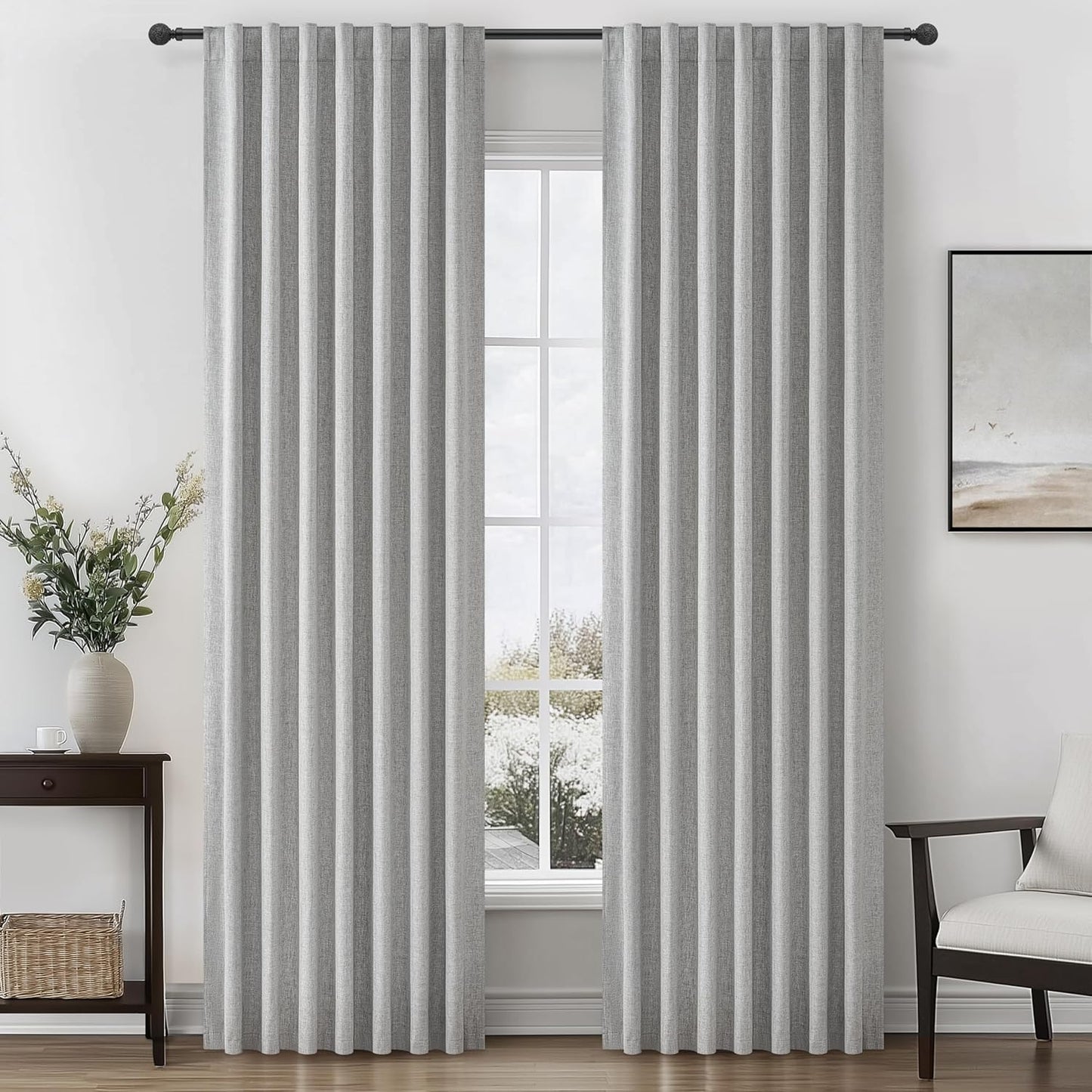 Grey Blackout Curtains 84 Inch Length for Modern Home Decor