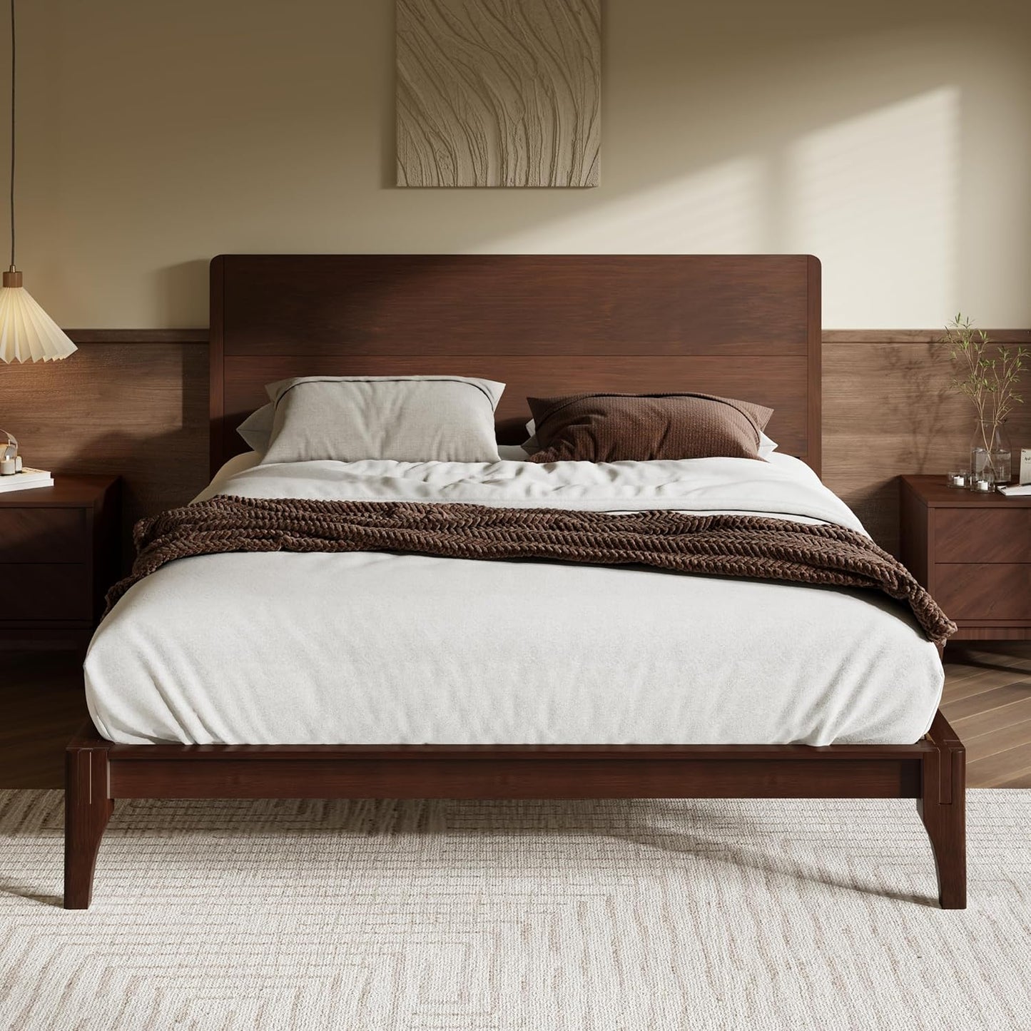 Merax Queen Size Bamboo Platform Bed Frame for Modern Bedrooms